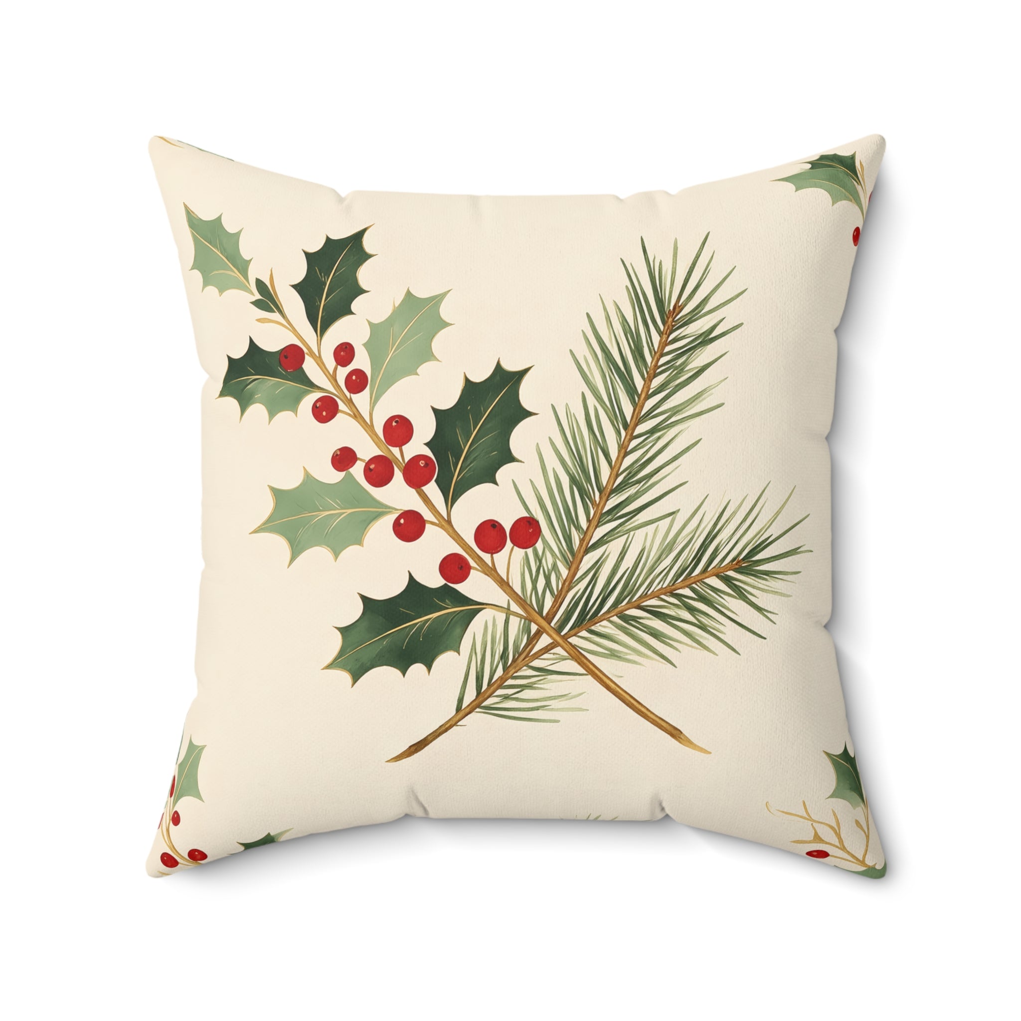 Holly Berry Throw Pillow
