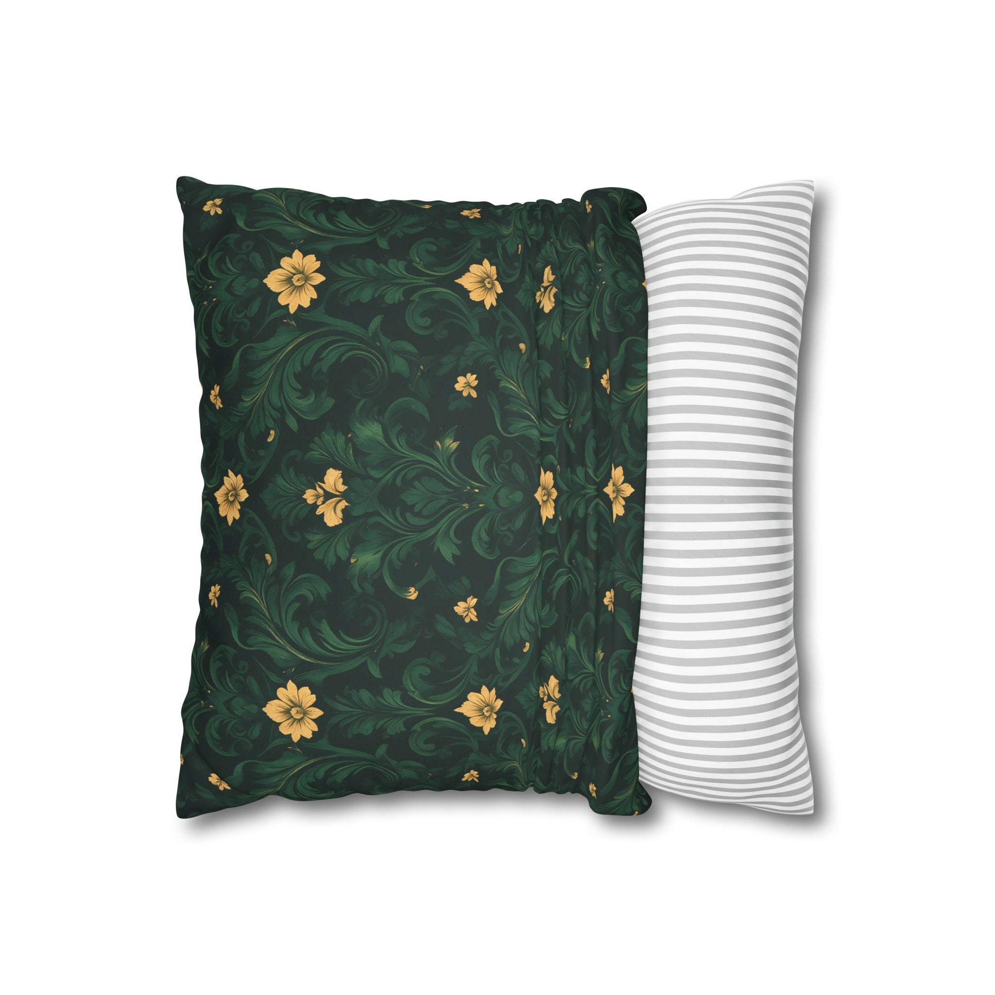 Emerald Bloom Damask Pillow Cover