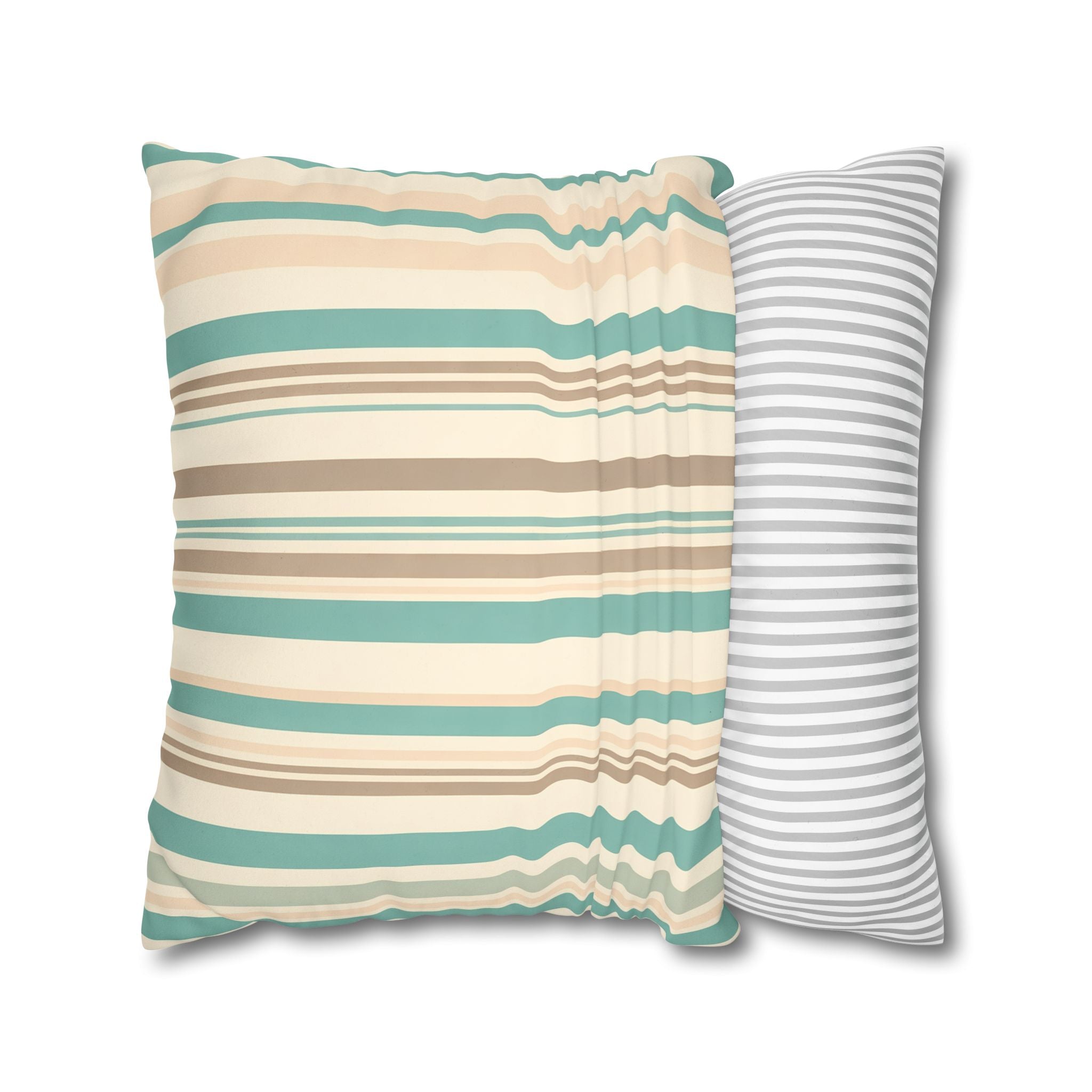 Marine Mist & Sand Vertical Stripe Pillow Cover