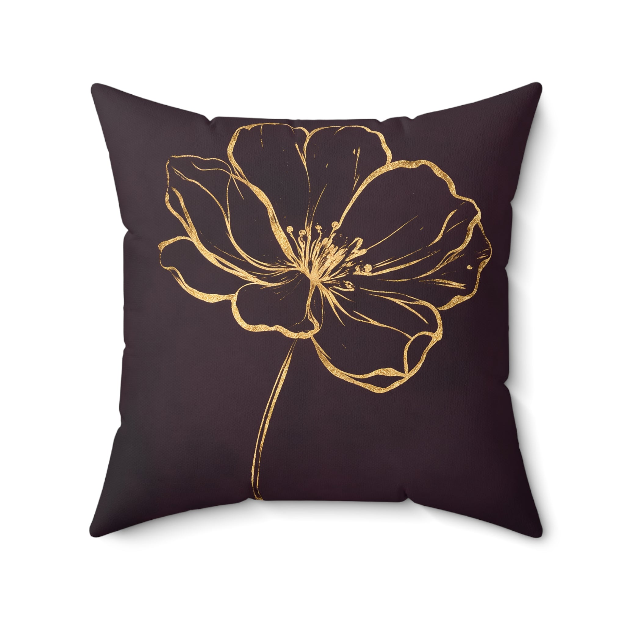 Gold Flower Plum Throw Pillow with Insert