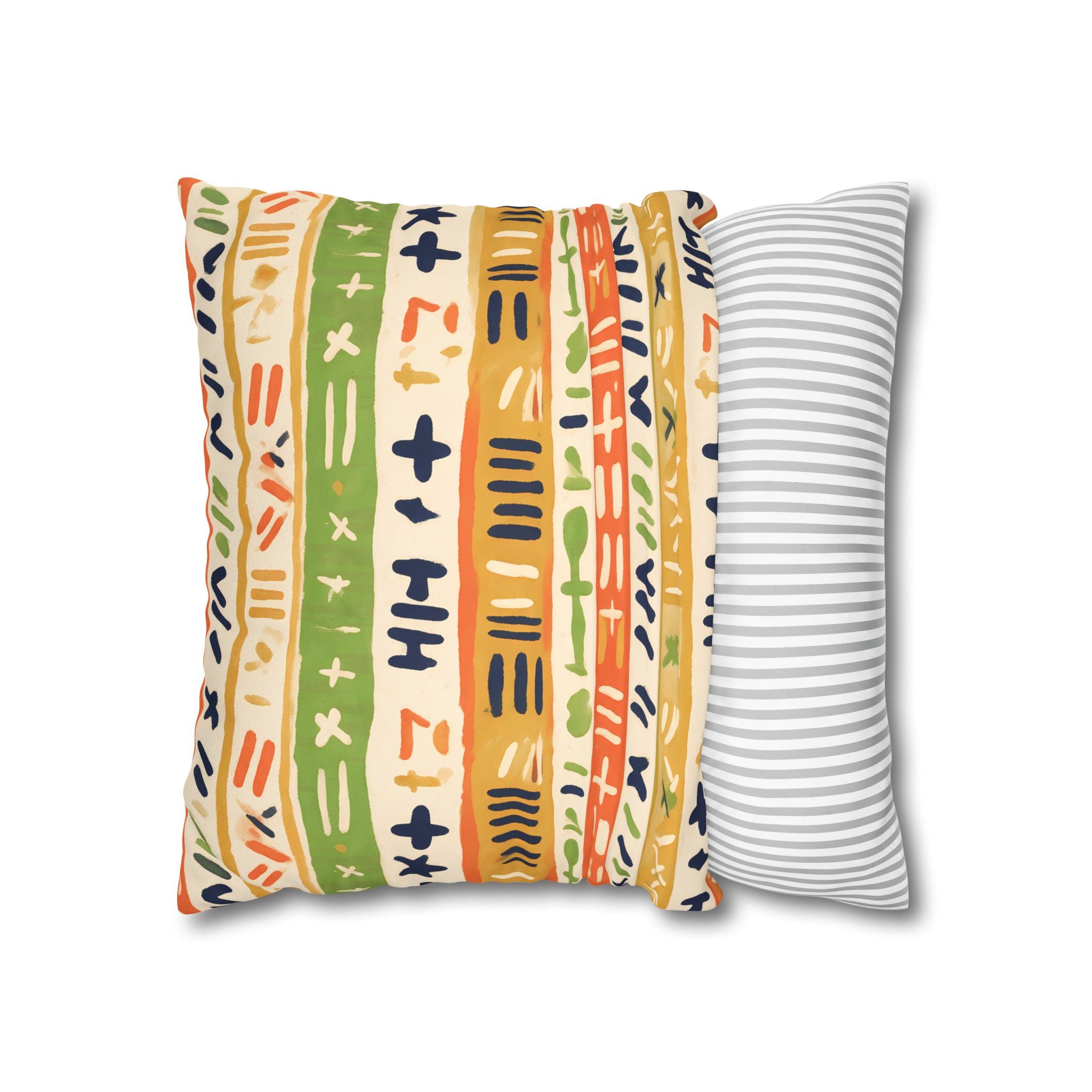 Persimmon & Wasabi Banded Cushion Cover