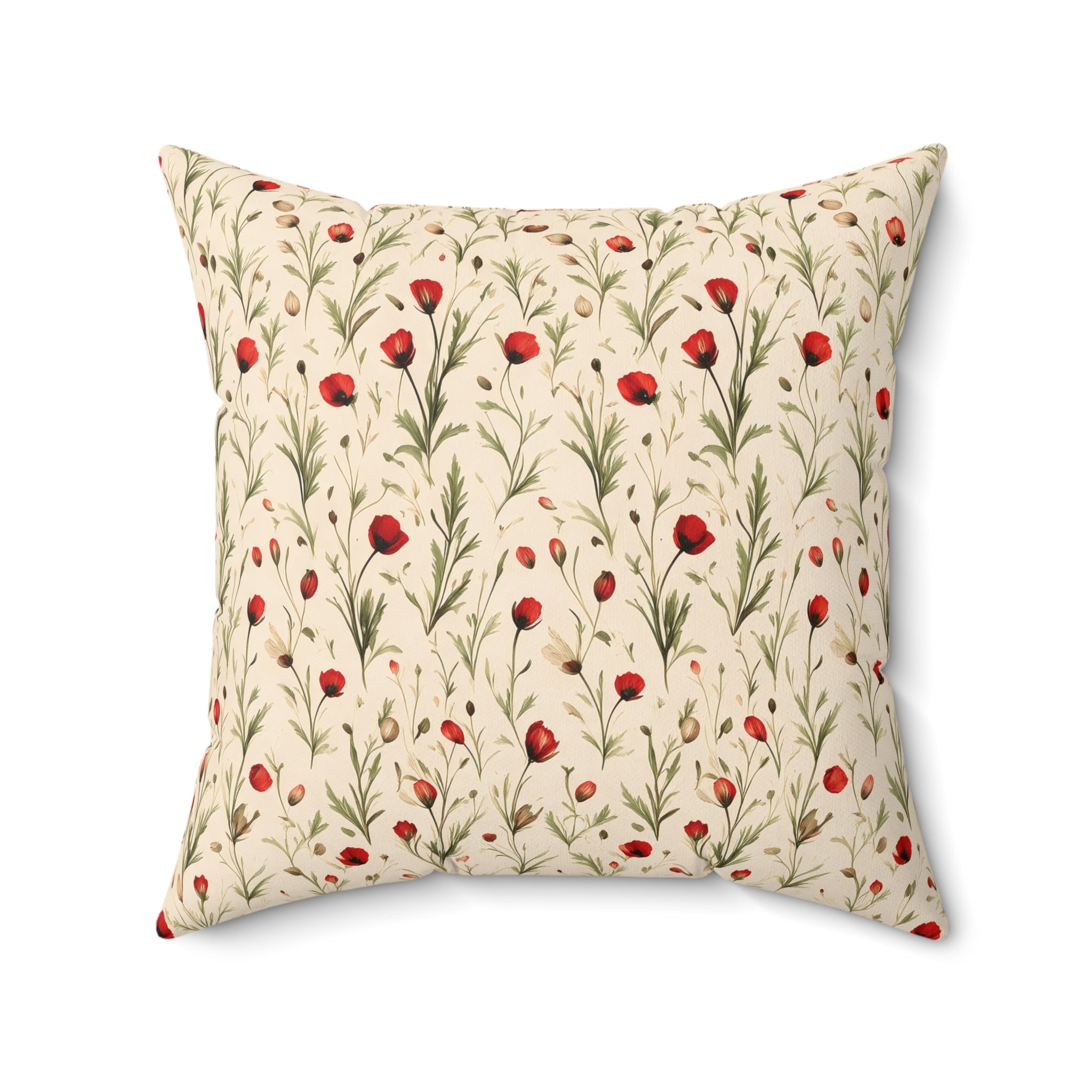 Red Poppy Throw Pillow with Insert