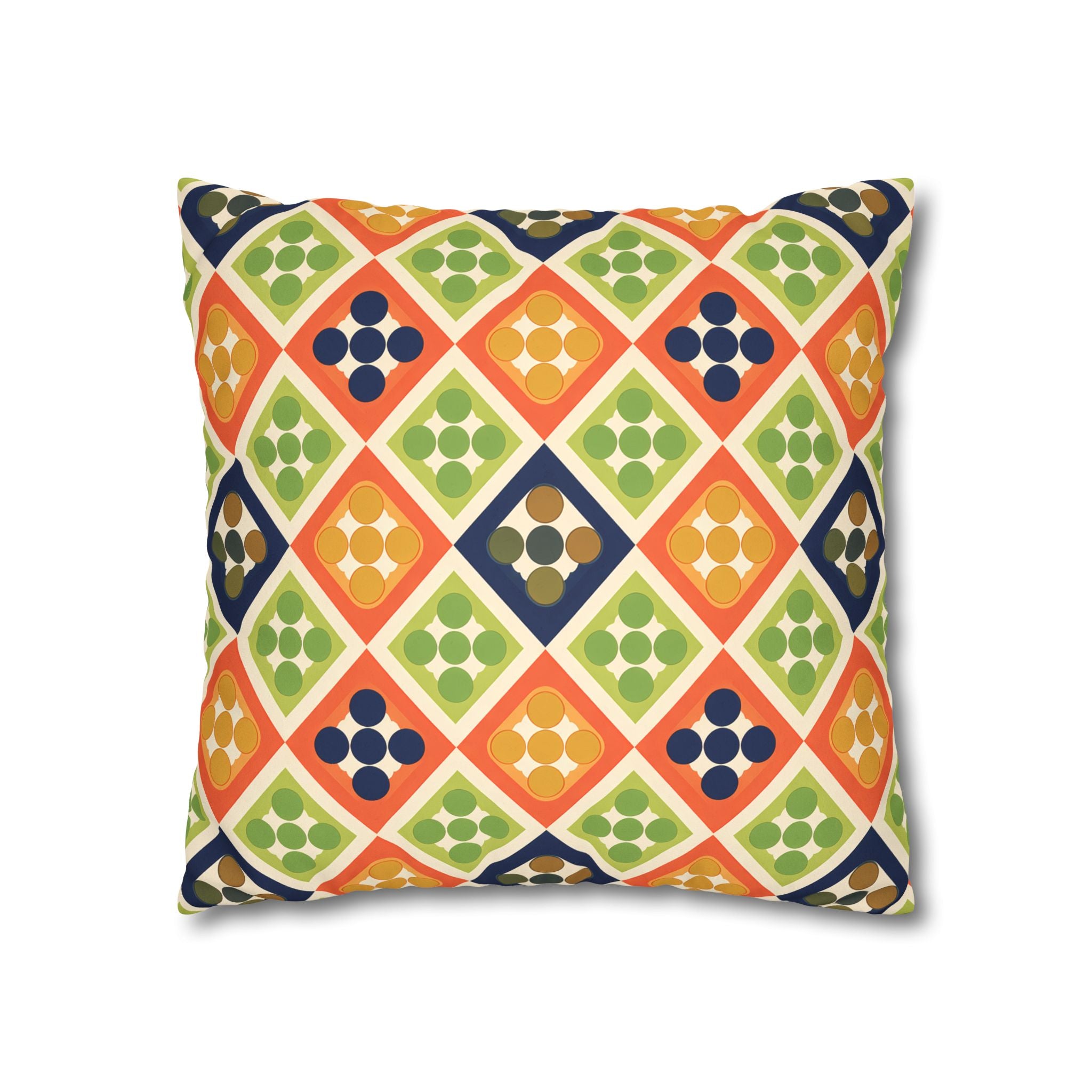 Persimmon and Indigo Geometric Pillow Cover
