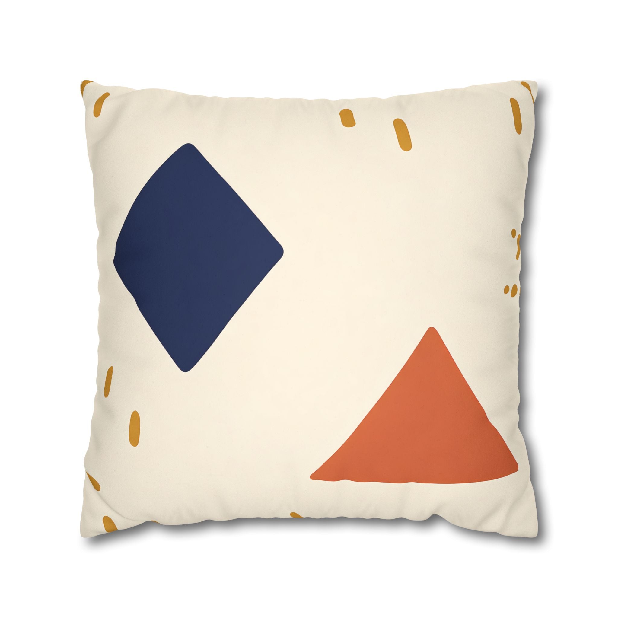 Indigo Diamond & Ochre Dash Pillow Cover