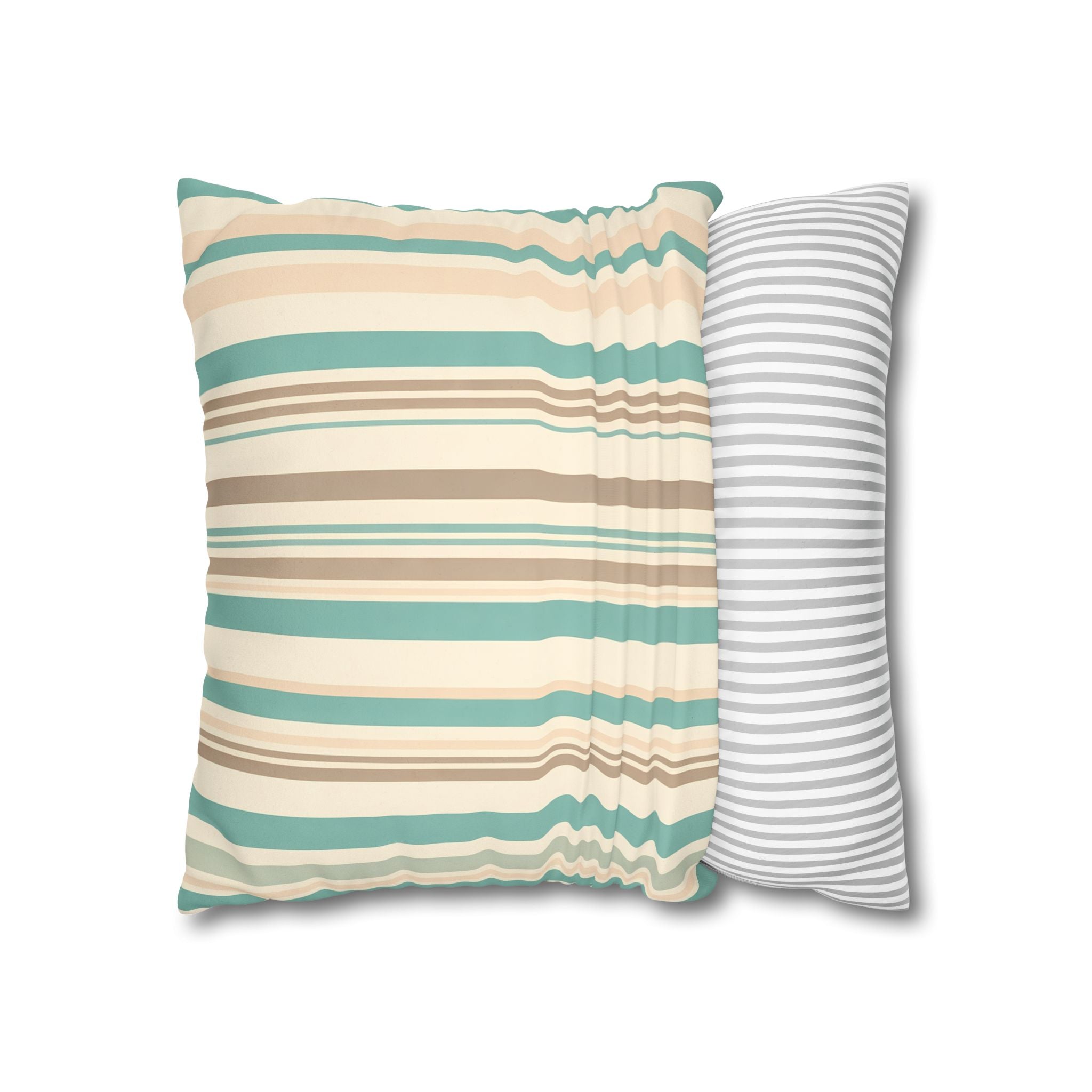 Marine Mist & Sand Vertical Stripe Pillow Cover