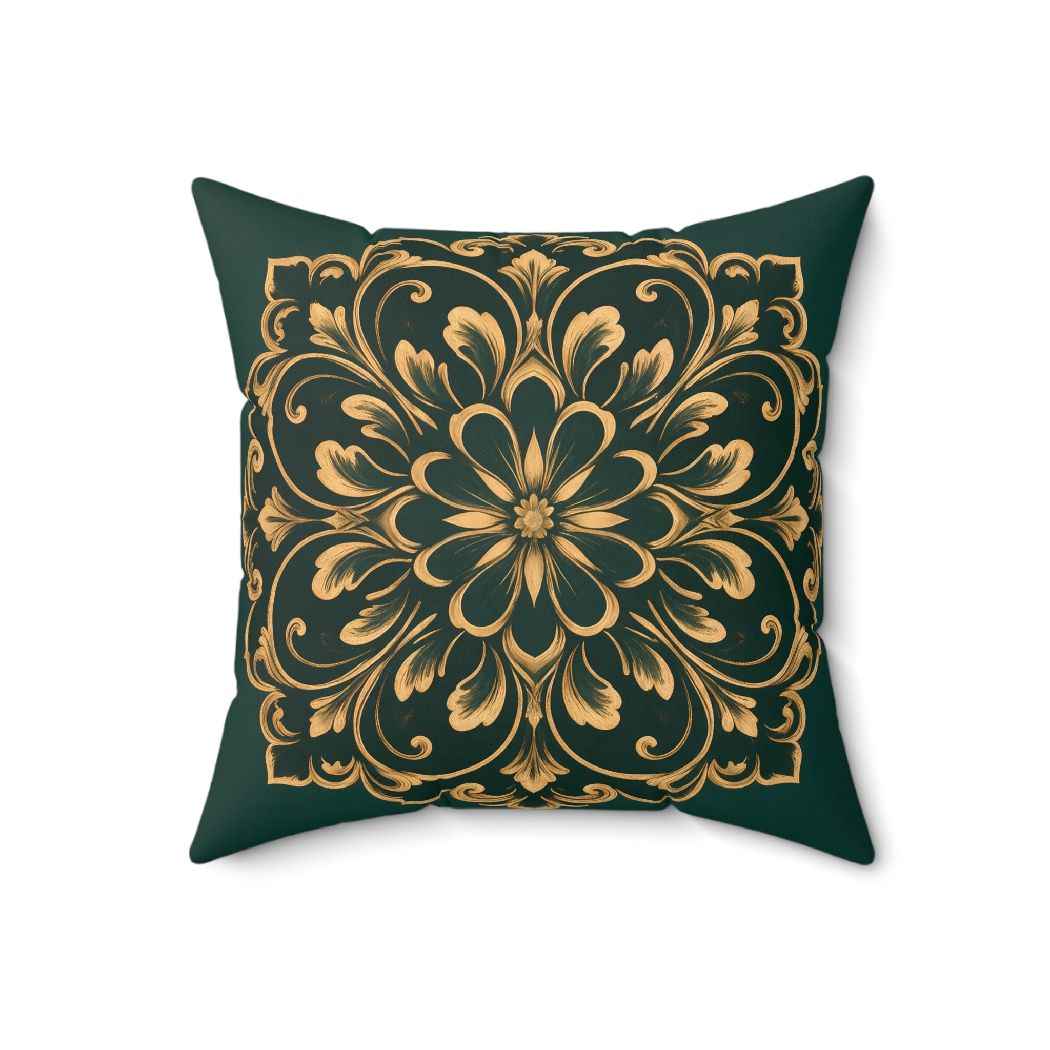 Emerald Gold Radiating Medallion Pillow with Insert