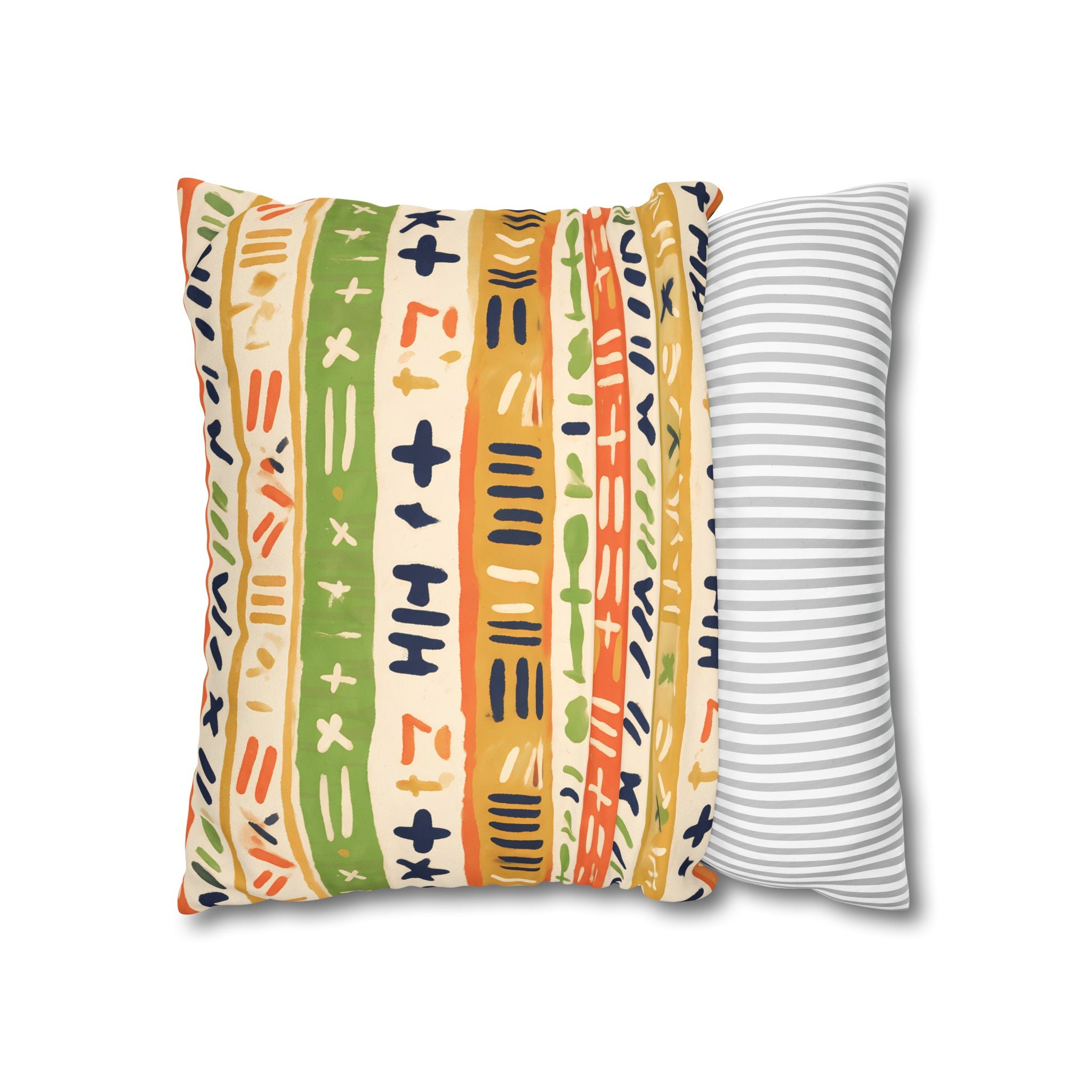 Persimmon & Wasabi Banded Cushion Cover
