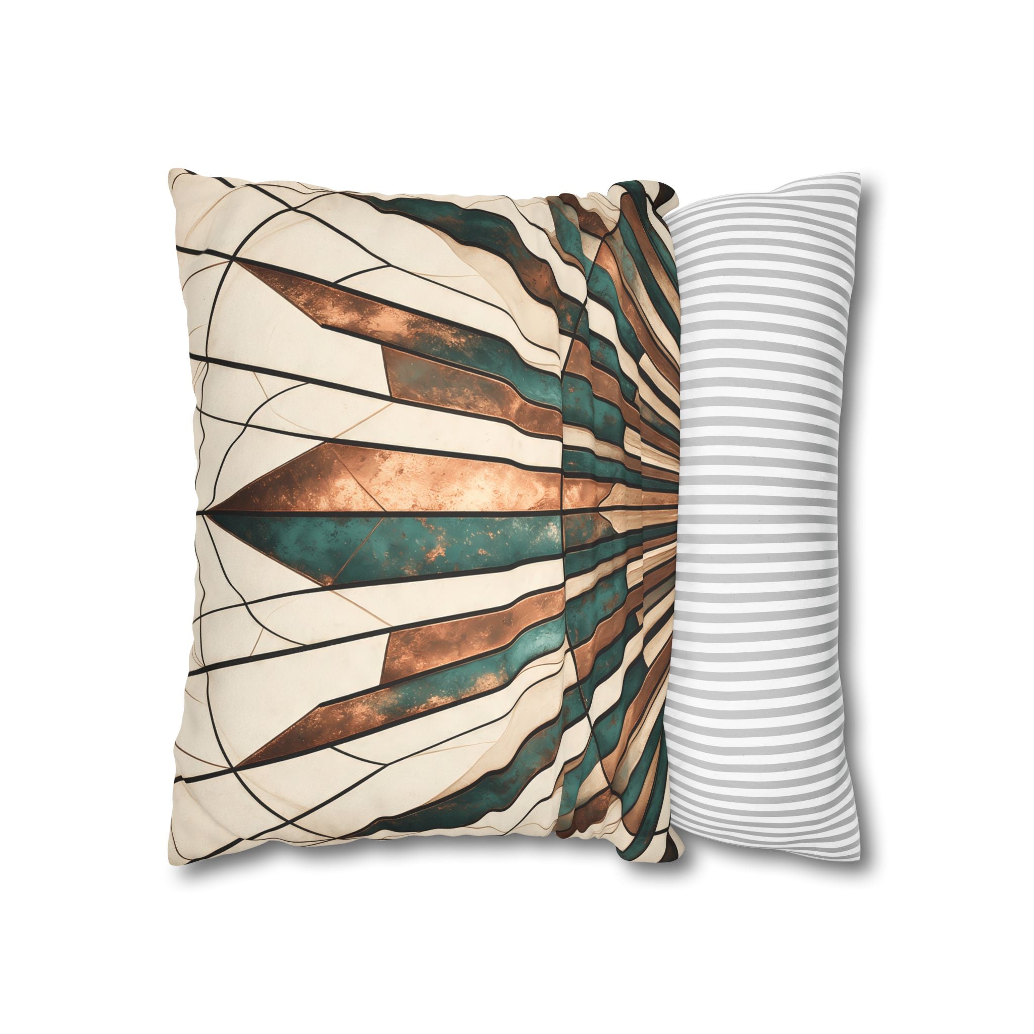 Copper & Patina Teal Sunburst Fan Cushion