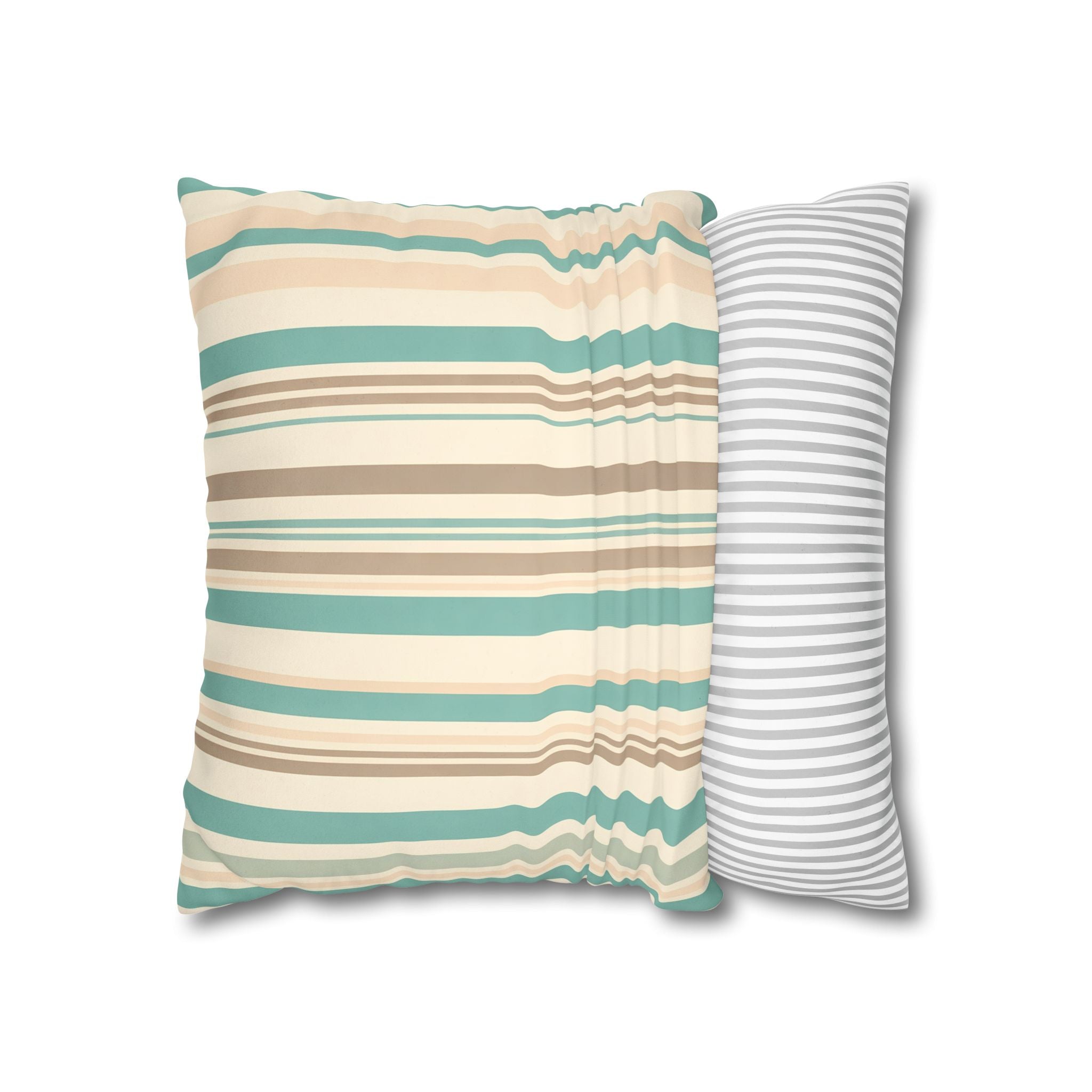 Marine Mist & Sand Vertical Stripe Pillow Cover