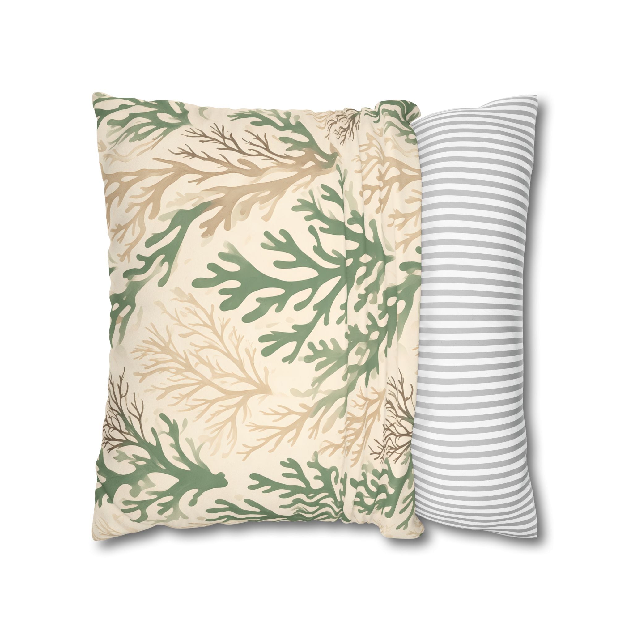 Sage Coral Silhouette Cushion Cover