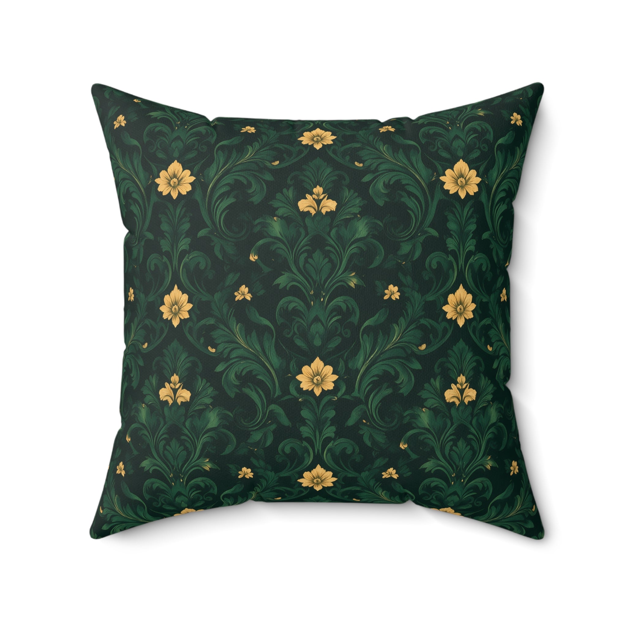 Emerald Bloom Damask Pillow with Insert