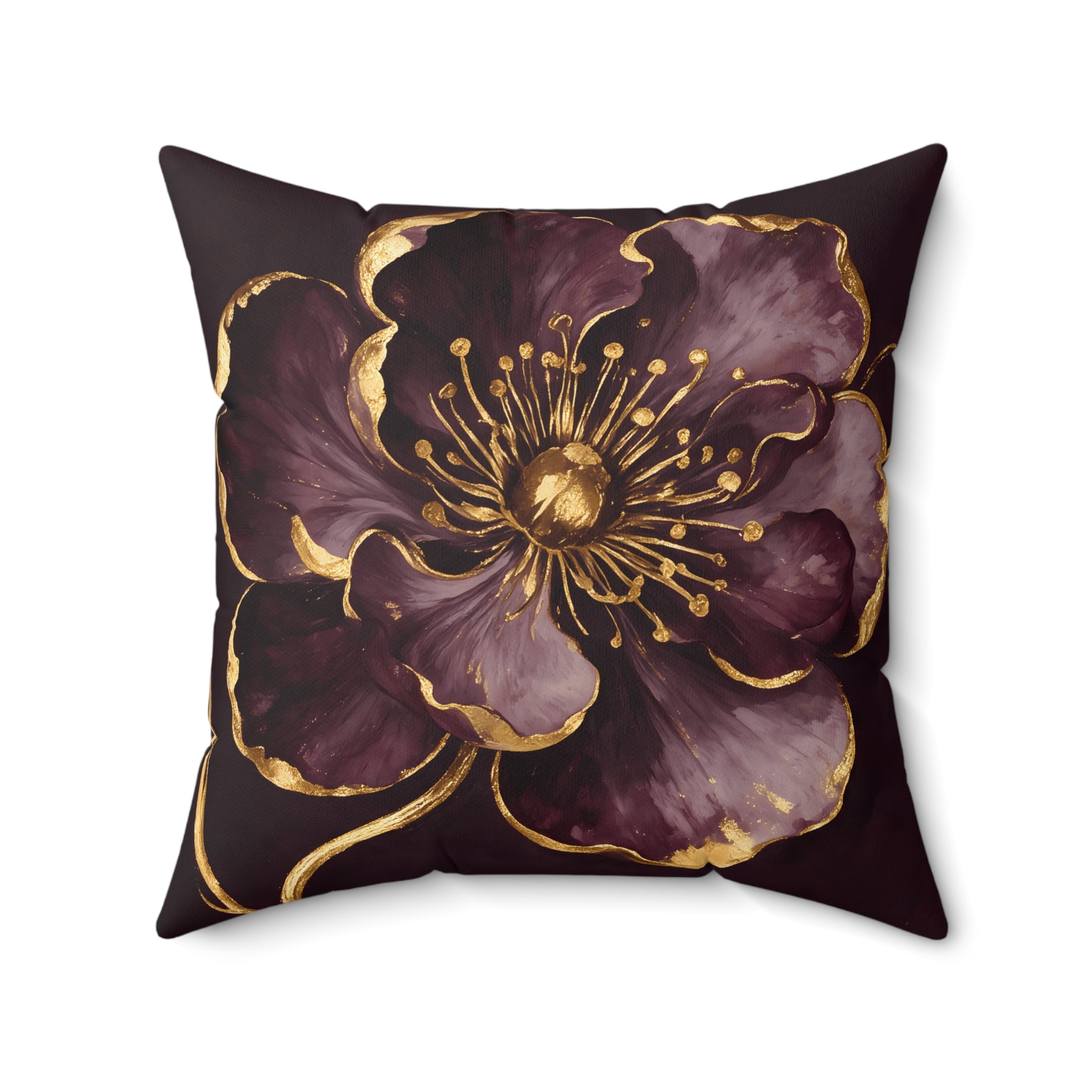 Gilded Plum Floral Throw Pillow