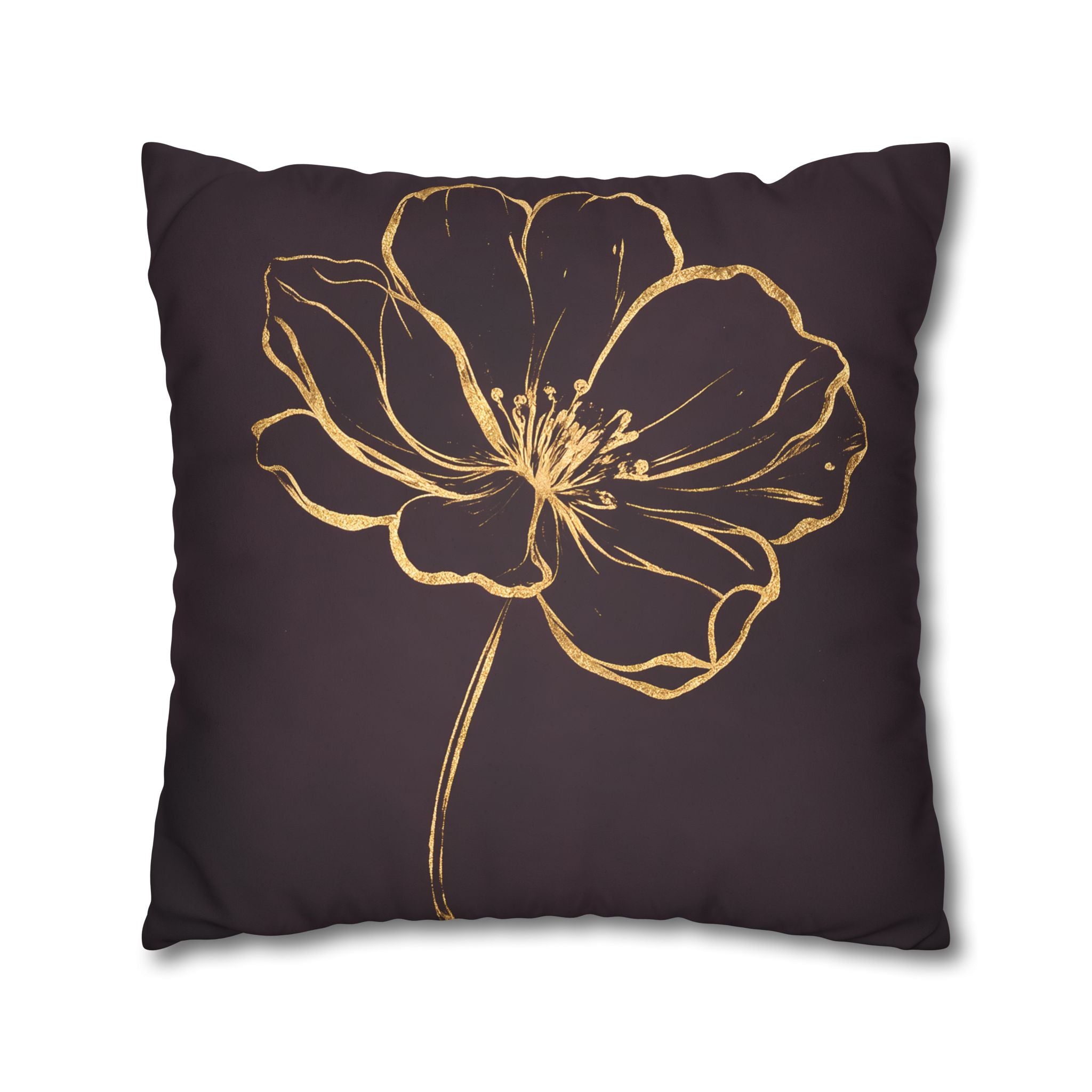 Plum Purple Gold Floral Cushion Cover