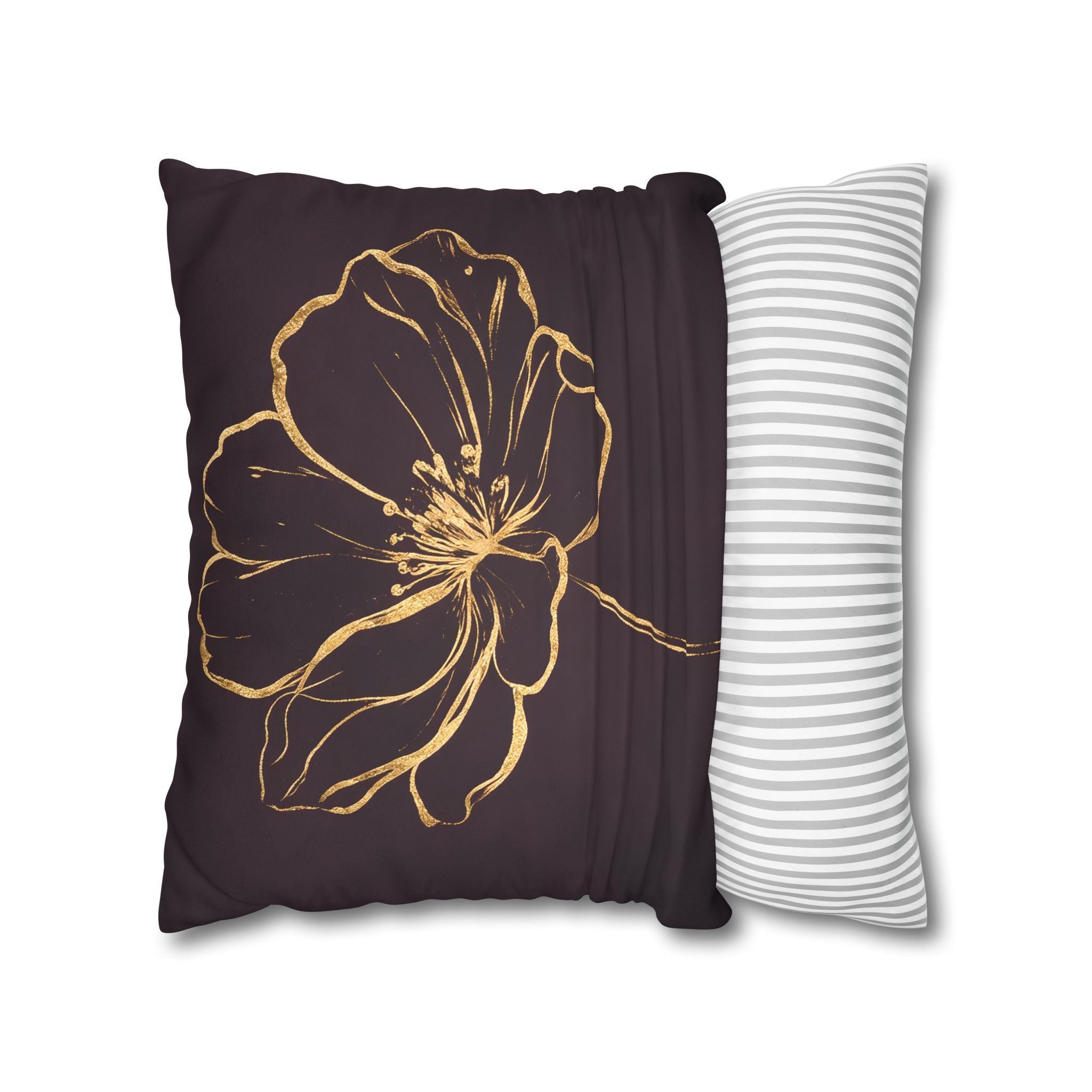 Plum Purple Gold Floral Cushion Cover