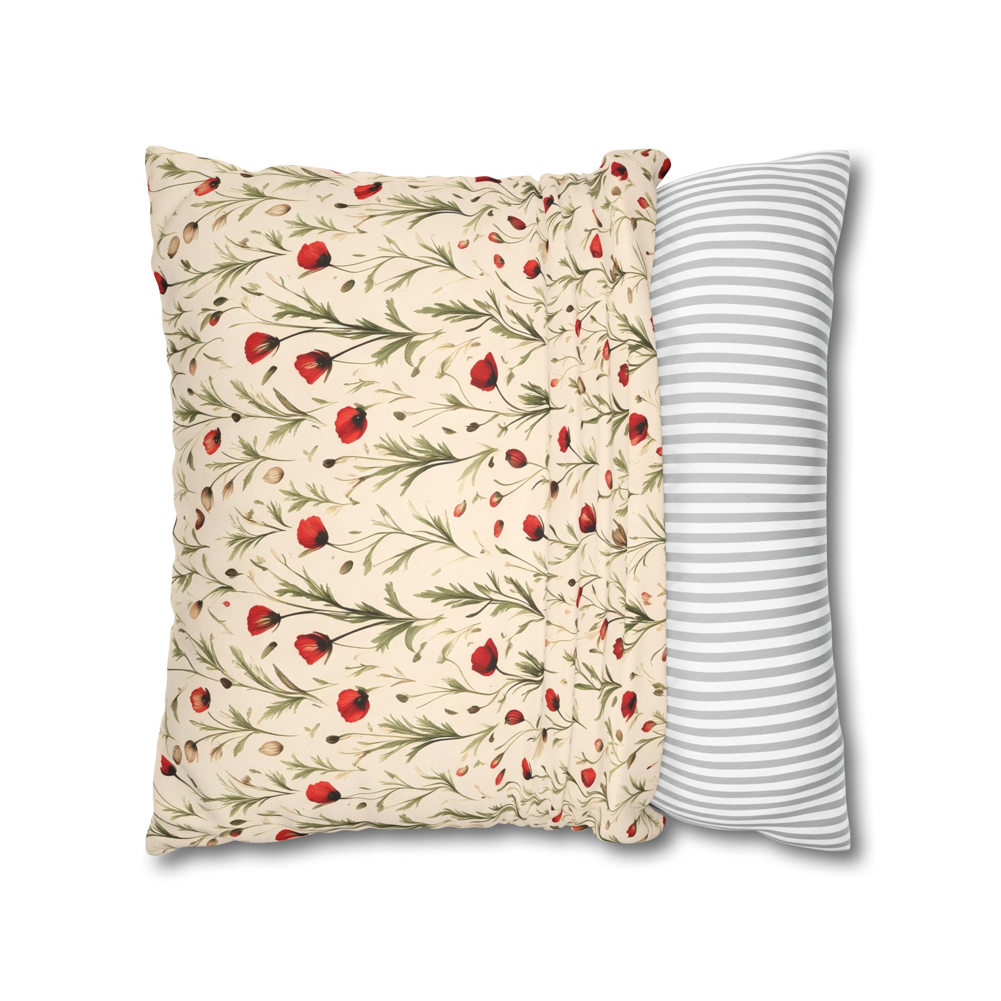 Red Poppy Flower Cushion Cover