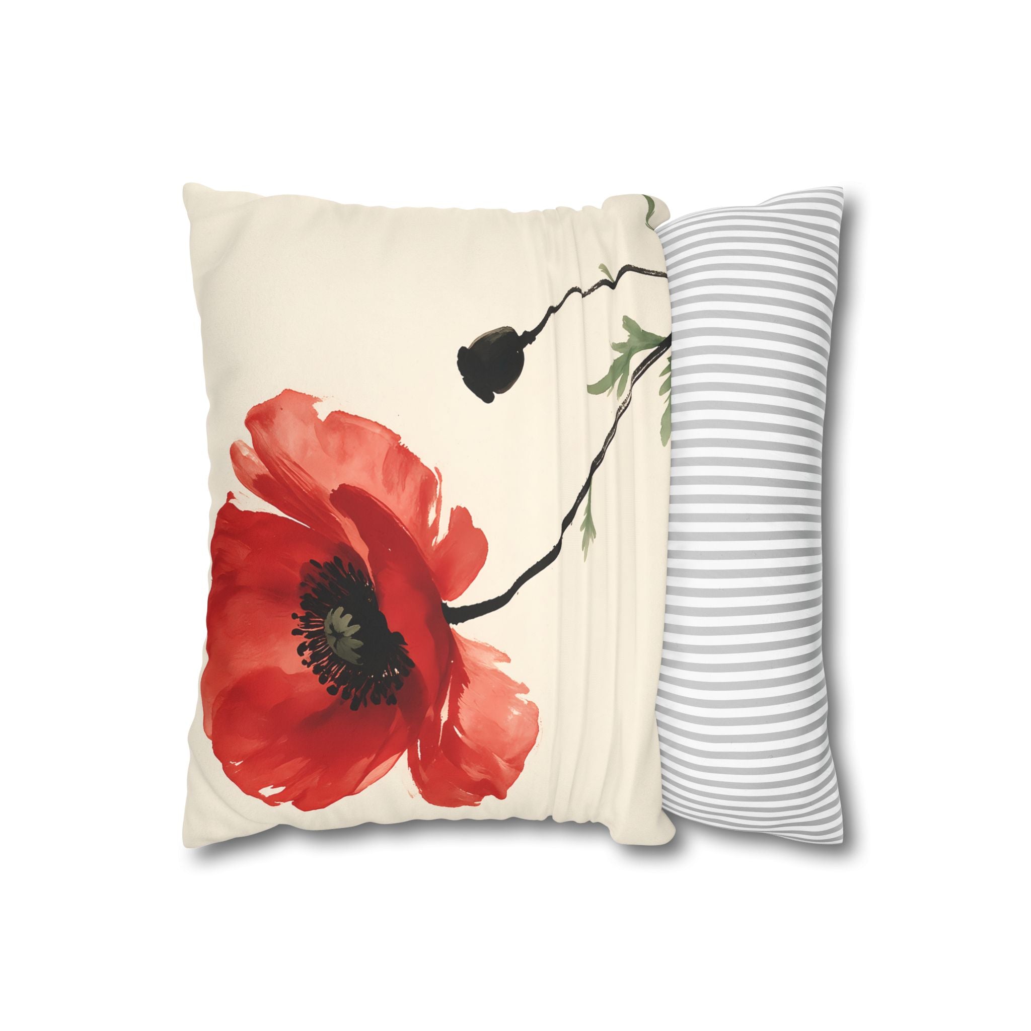 Scarlet Poppy Flower Cushion Cover