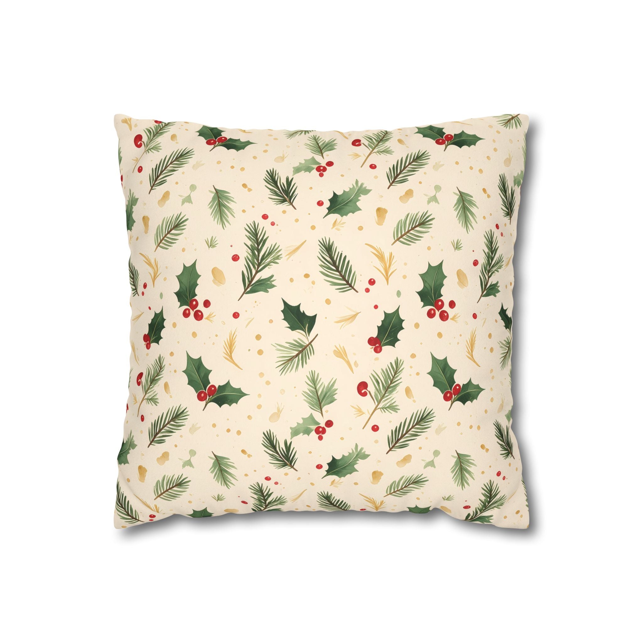 Festive Holly Berry Pillow Cover