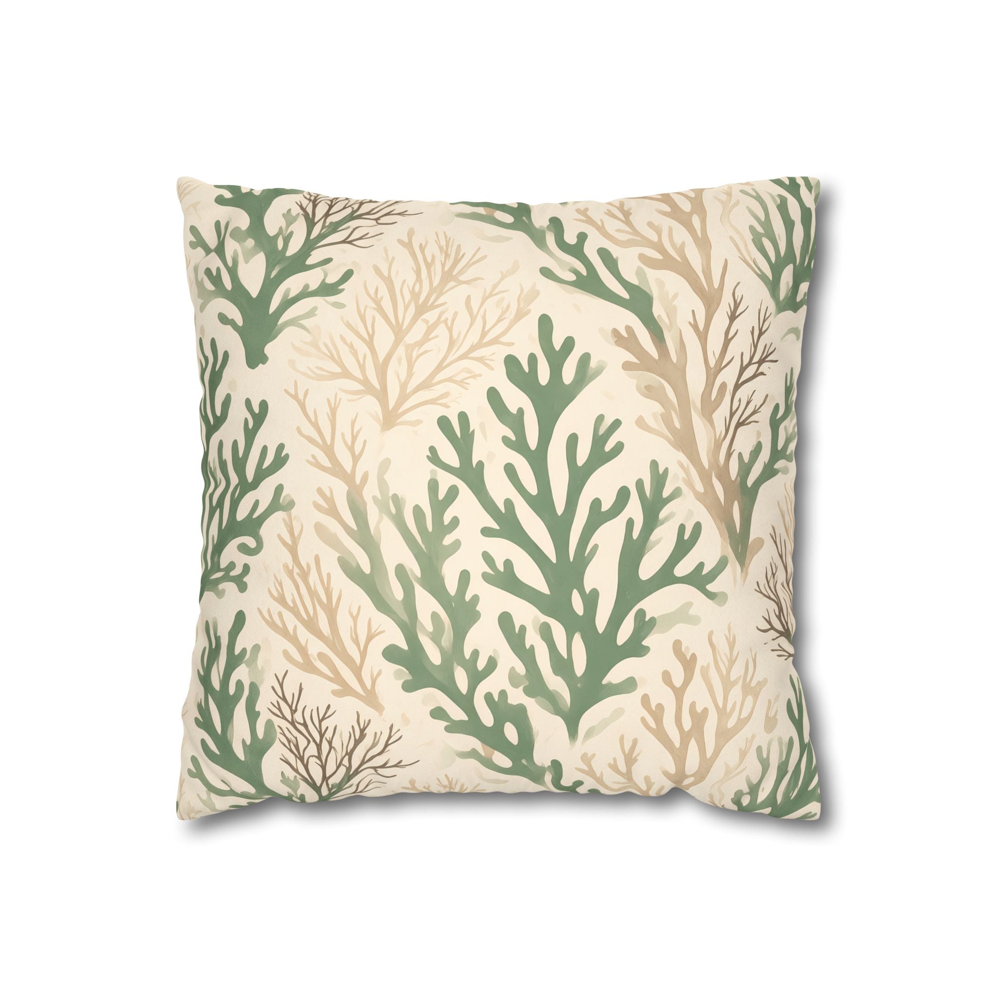 Sage Coral Silhouette Cushion Cover