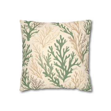 Sage Coral Silhouette Cushion Cover