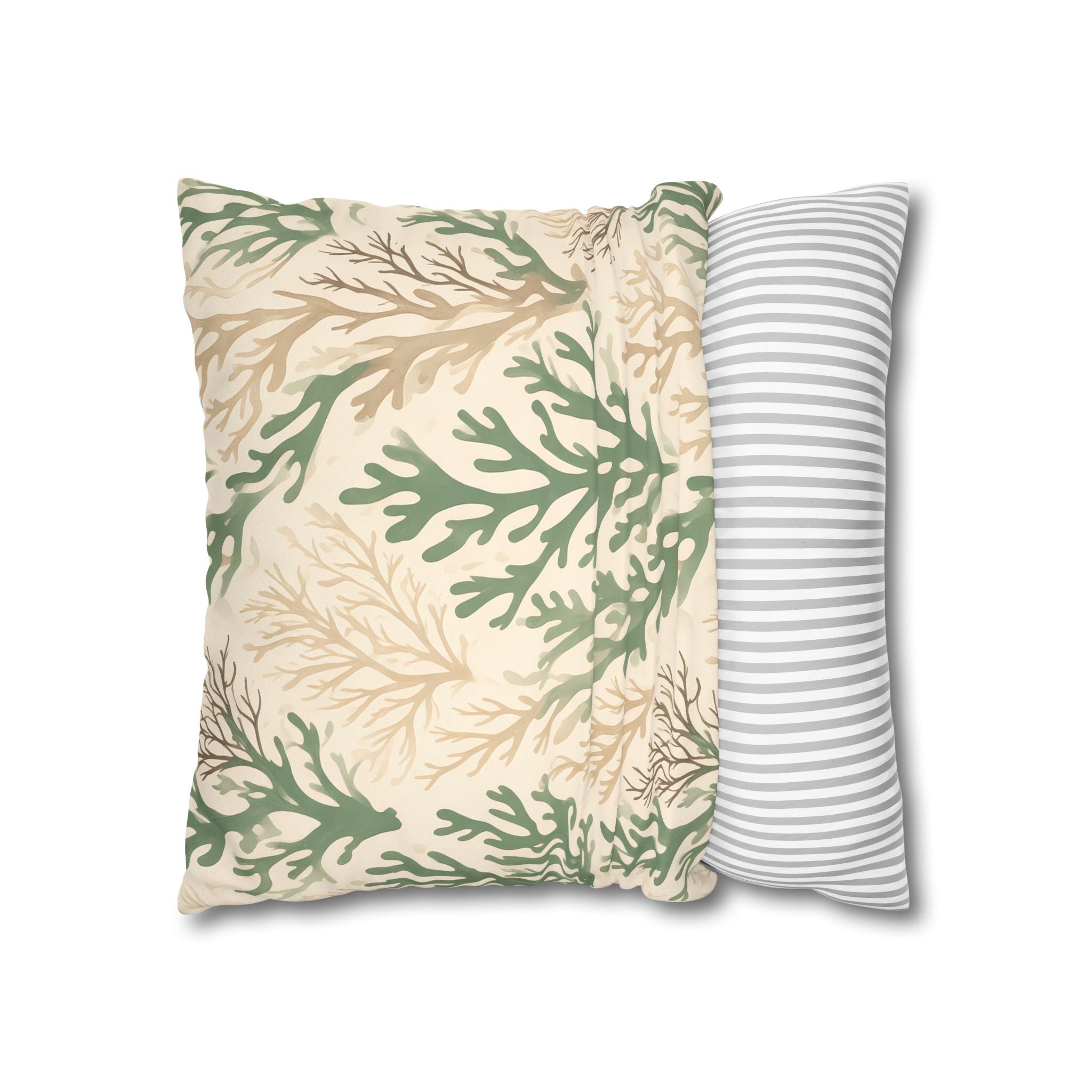 Sage Coral Silhouette Cushion Cover