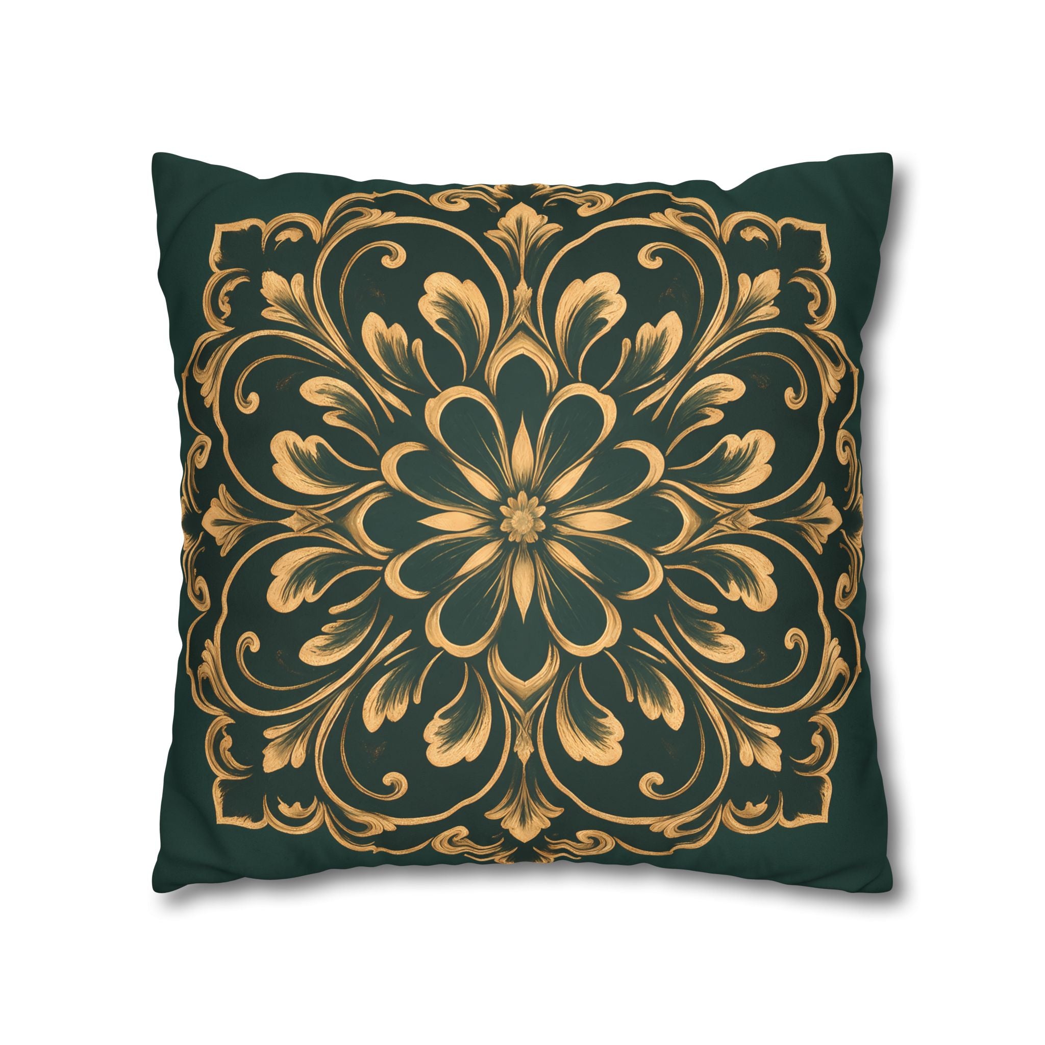 Emerald Gold Radiating Medallion Cushion Cover