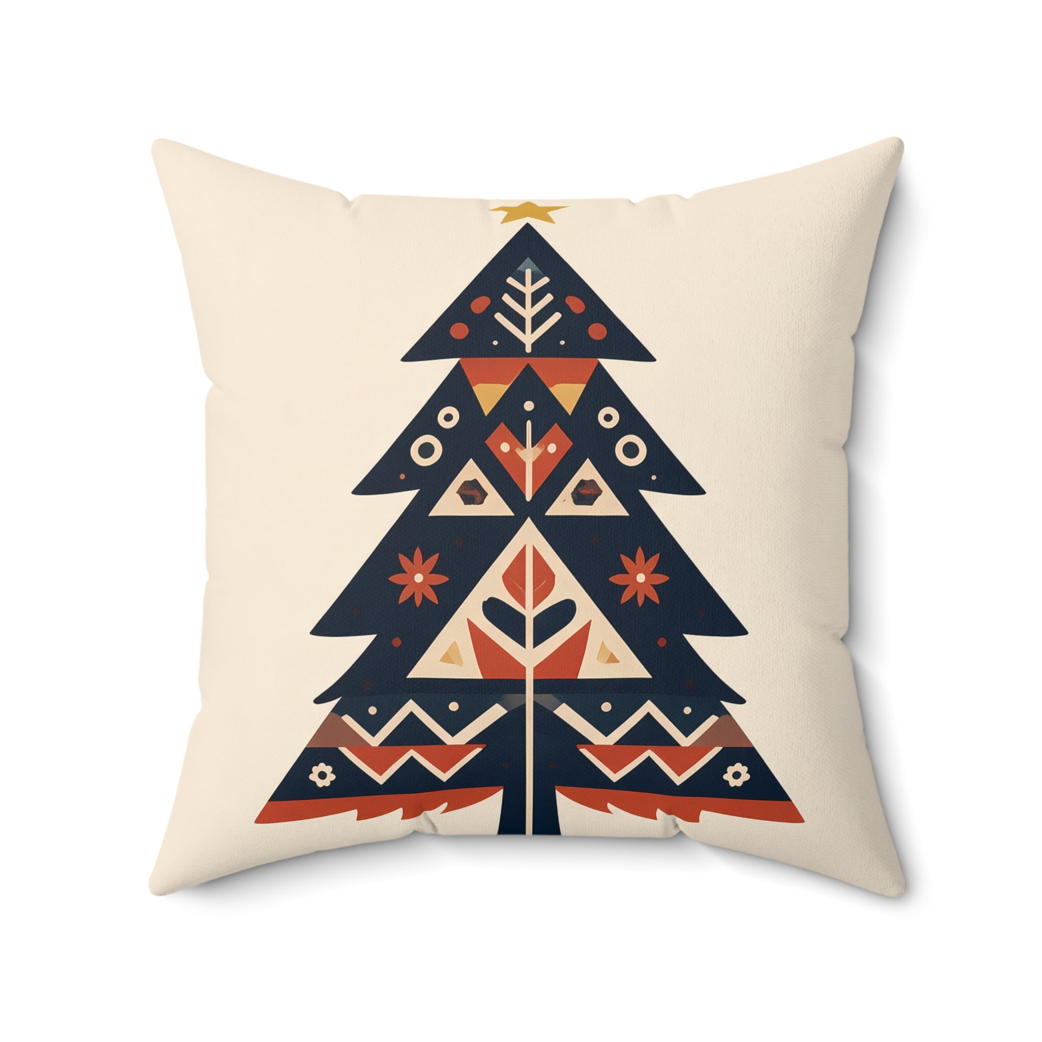 Indigo Folk Tree Pillow with Insert
