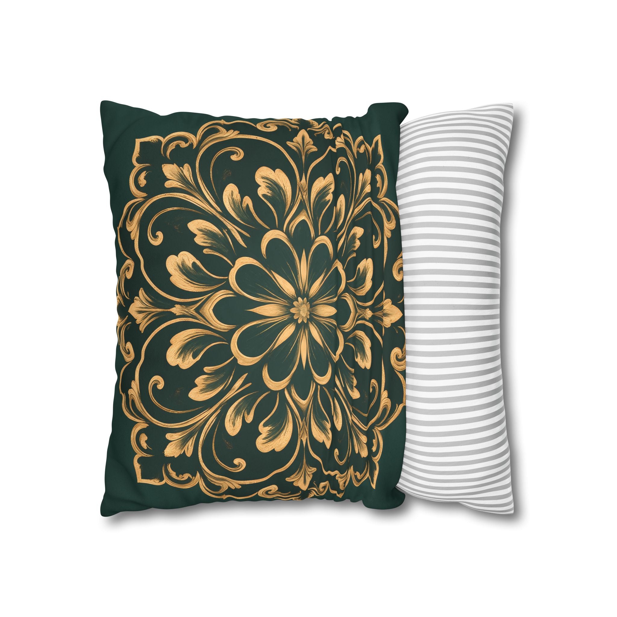 Emerald Gold Radiating Medallion Cushion Cover