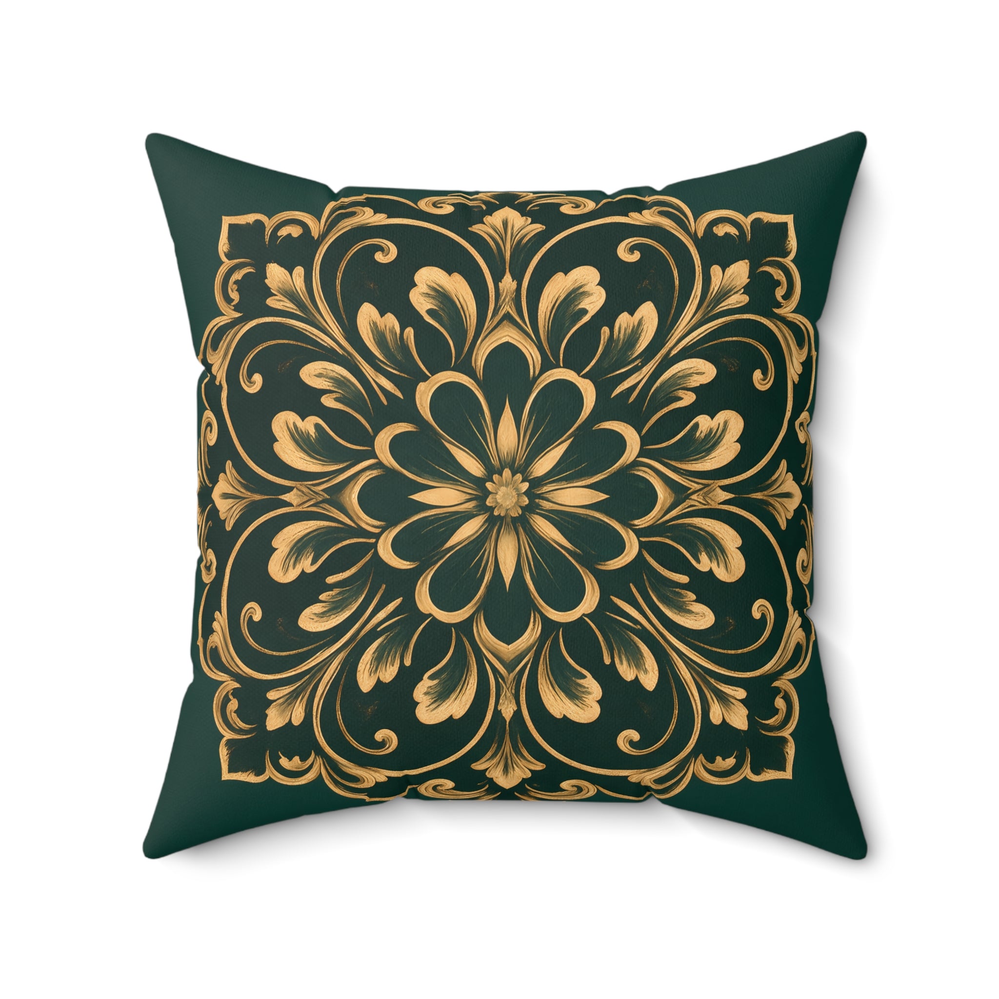 Emerald Gold Radiating Medallion Pillow with Insert