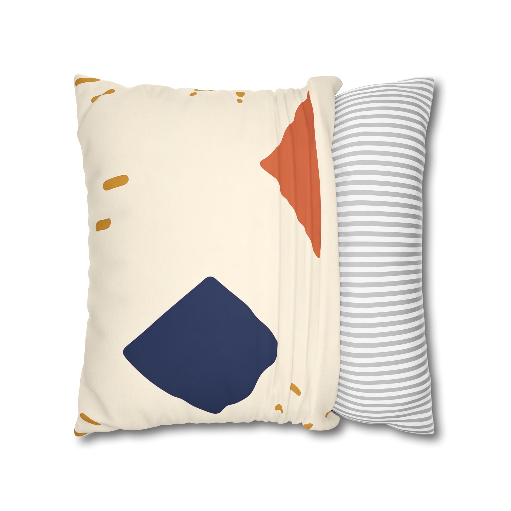 Indigo Diamond & Ochre Dash Pillow Cover