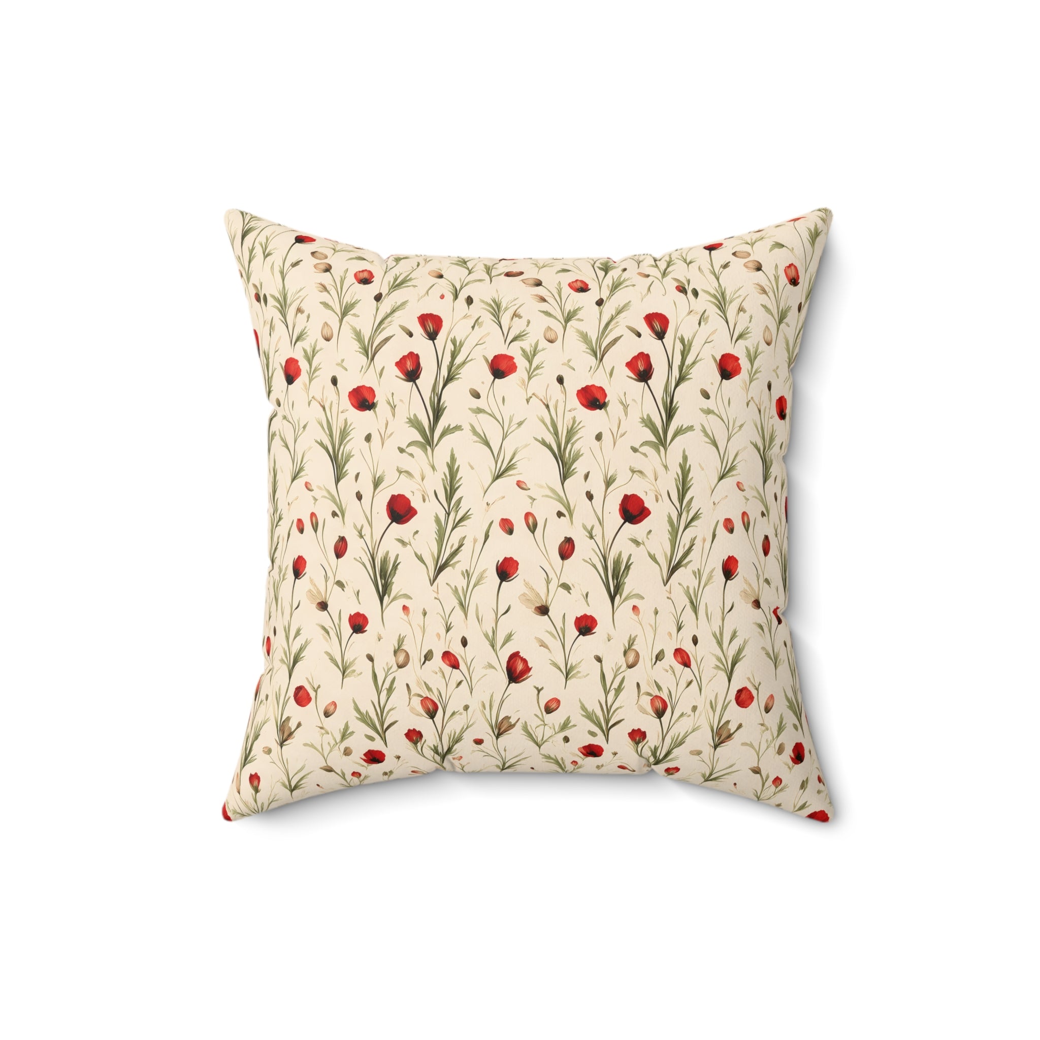 Red Poppy Throw Pillow with Insert