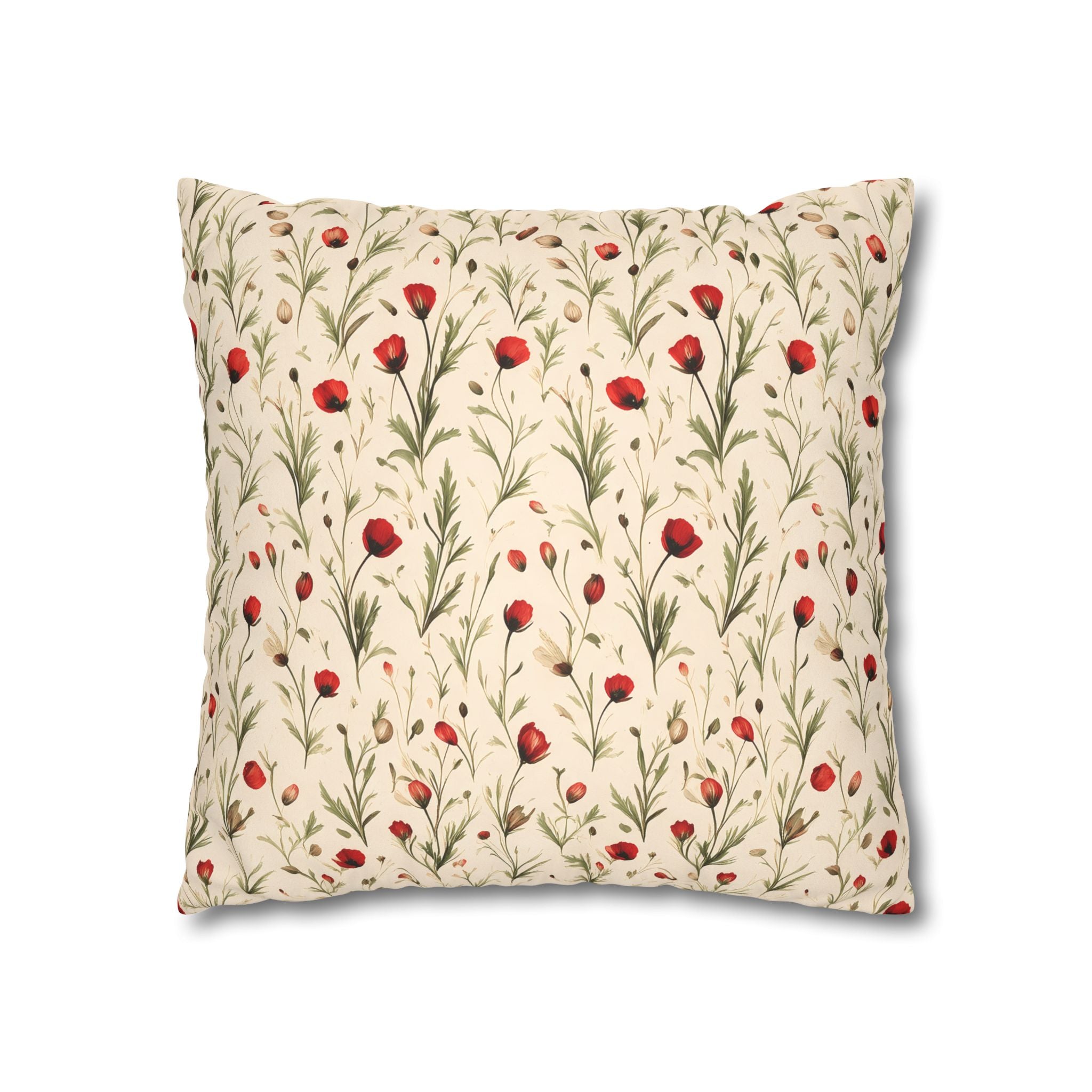 Red Poppy Flower Cushion Cover