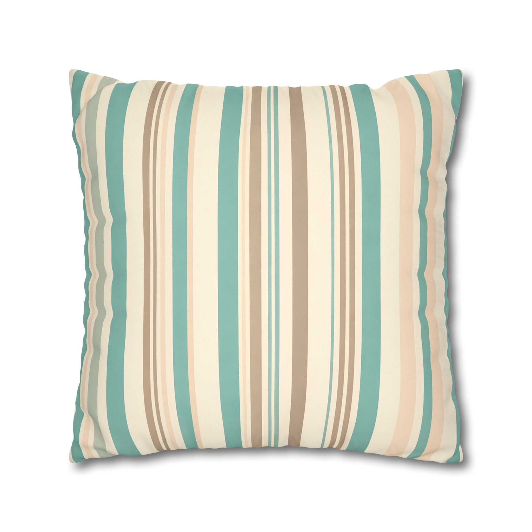Marine Mist & Sand Vertical Stripe Pillow Cover