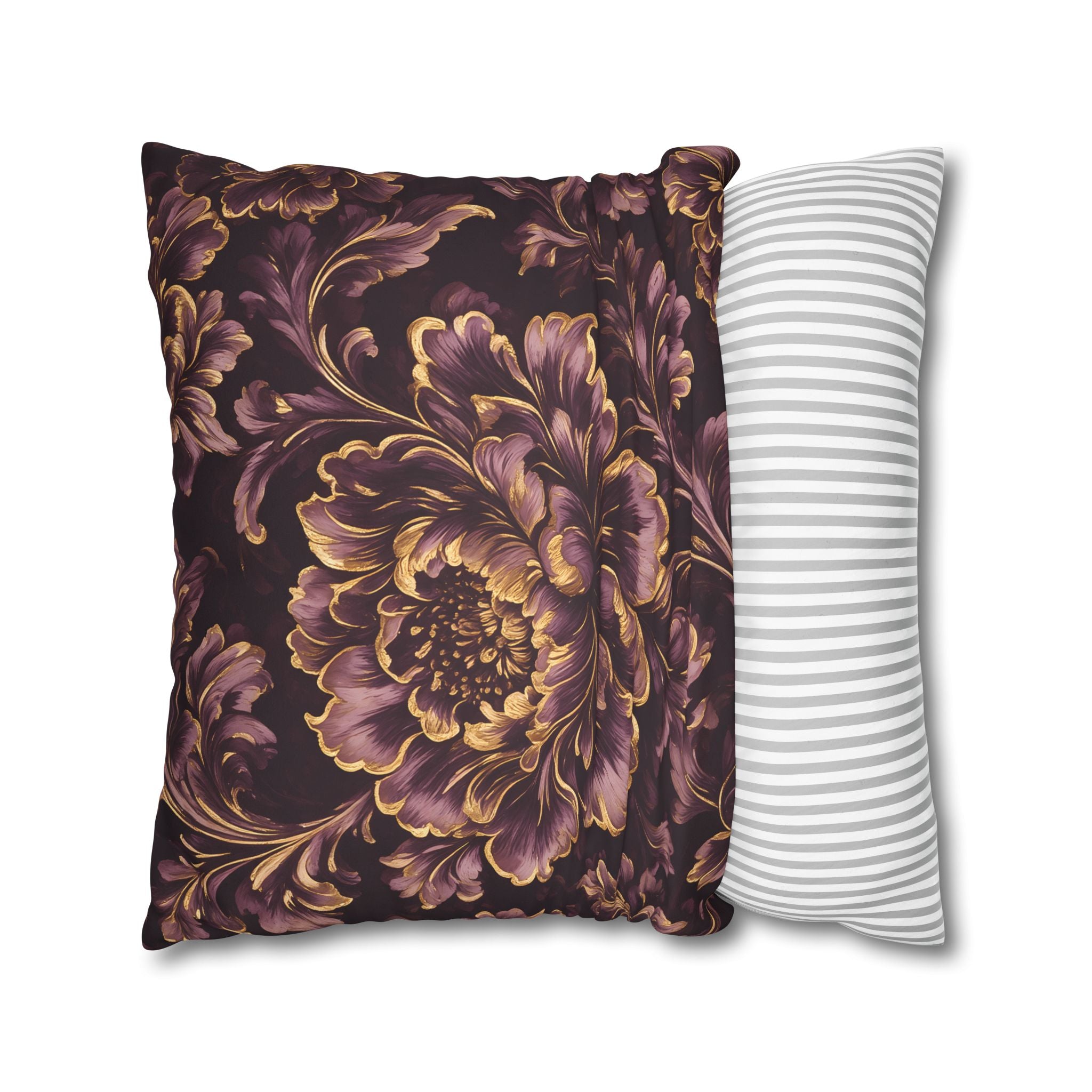 Plum Gold Peony Cushion Cover