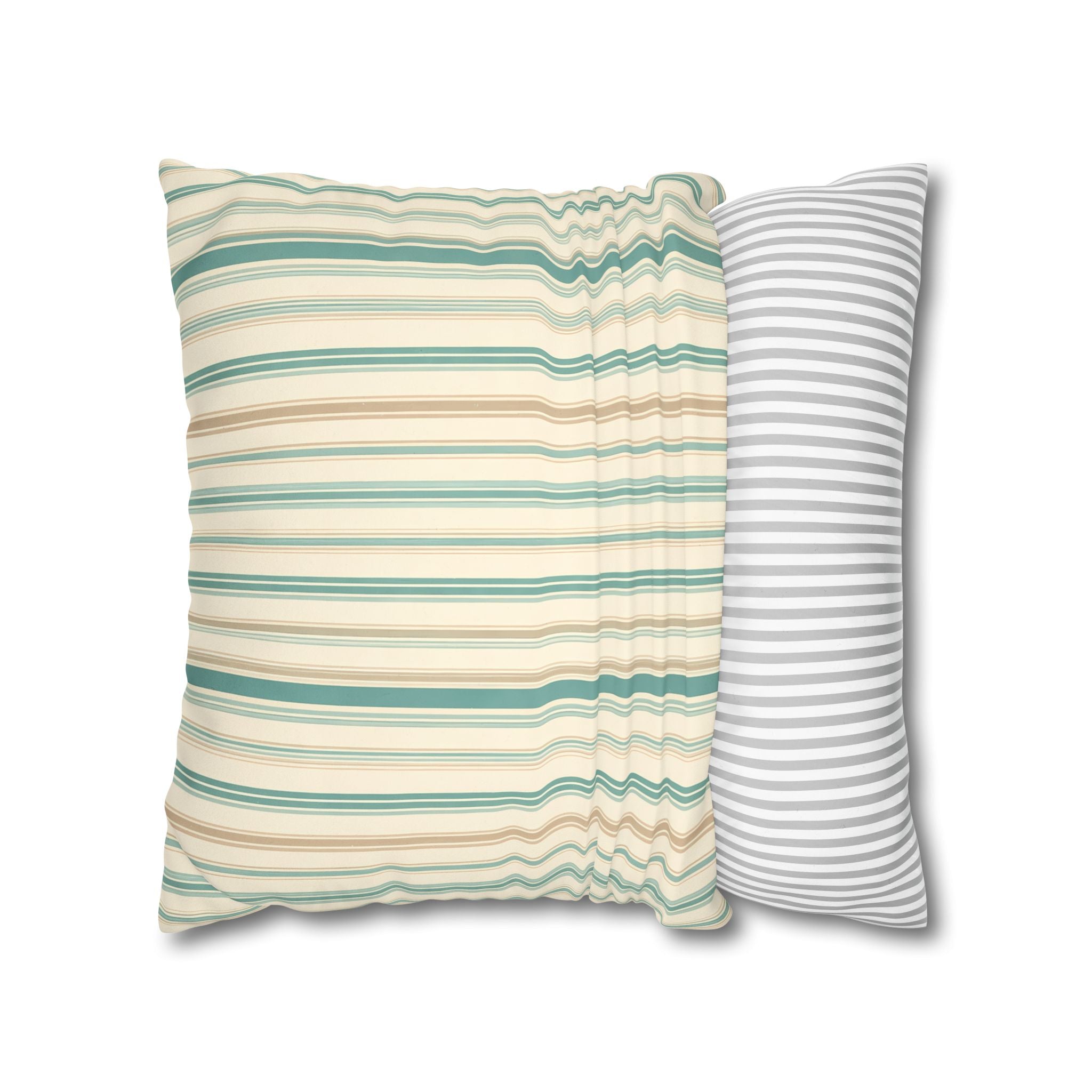Sea Mist Blue Ticking Stripe Cushion