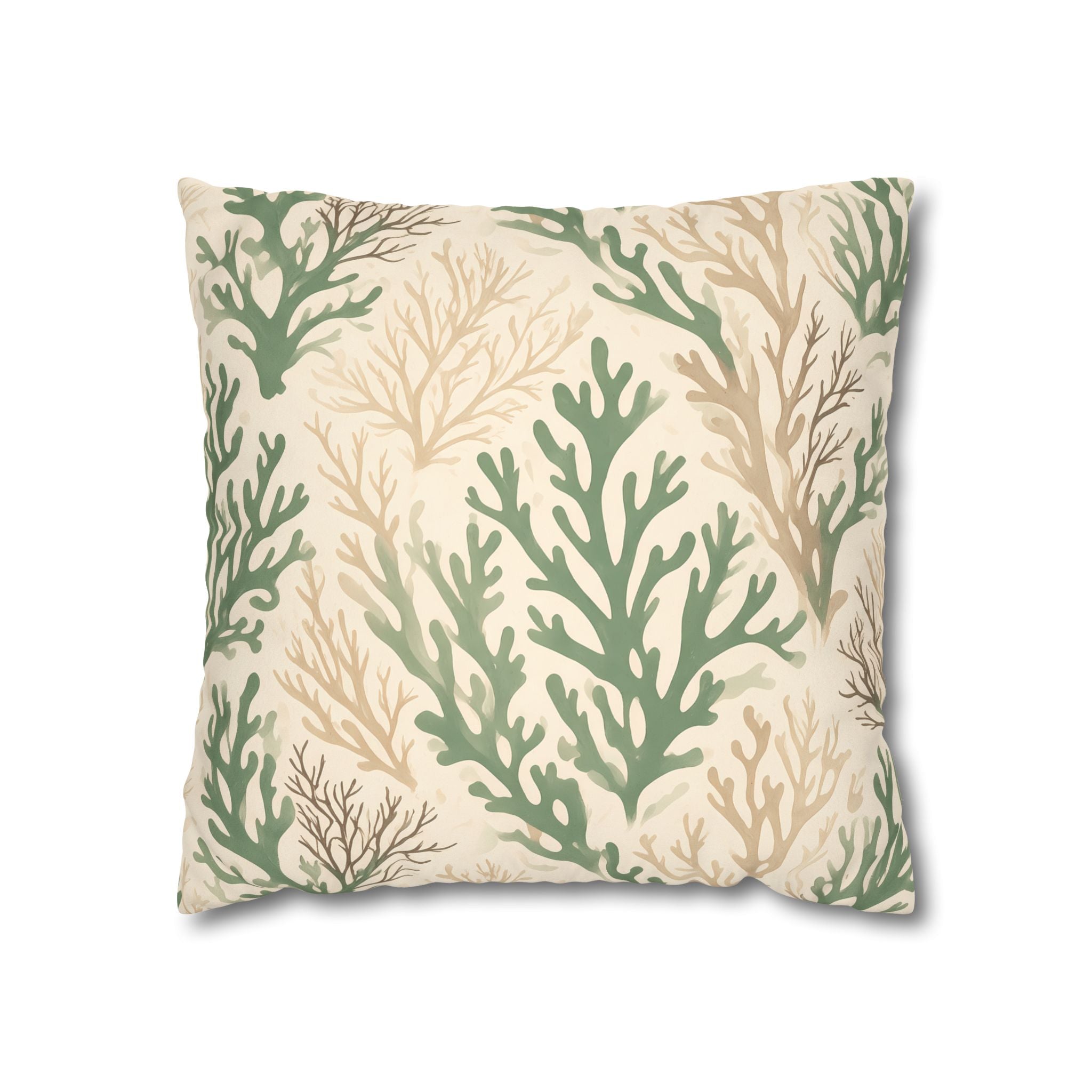 Sage Coral Silhouette Cushion Cover