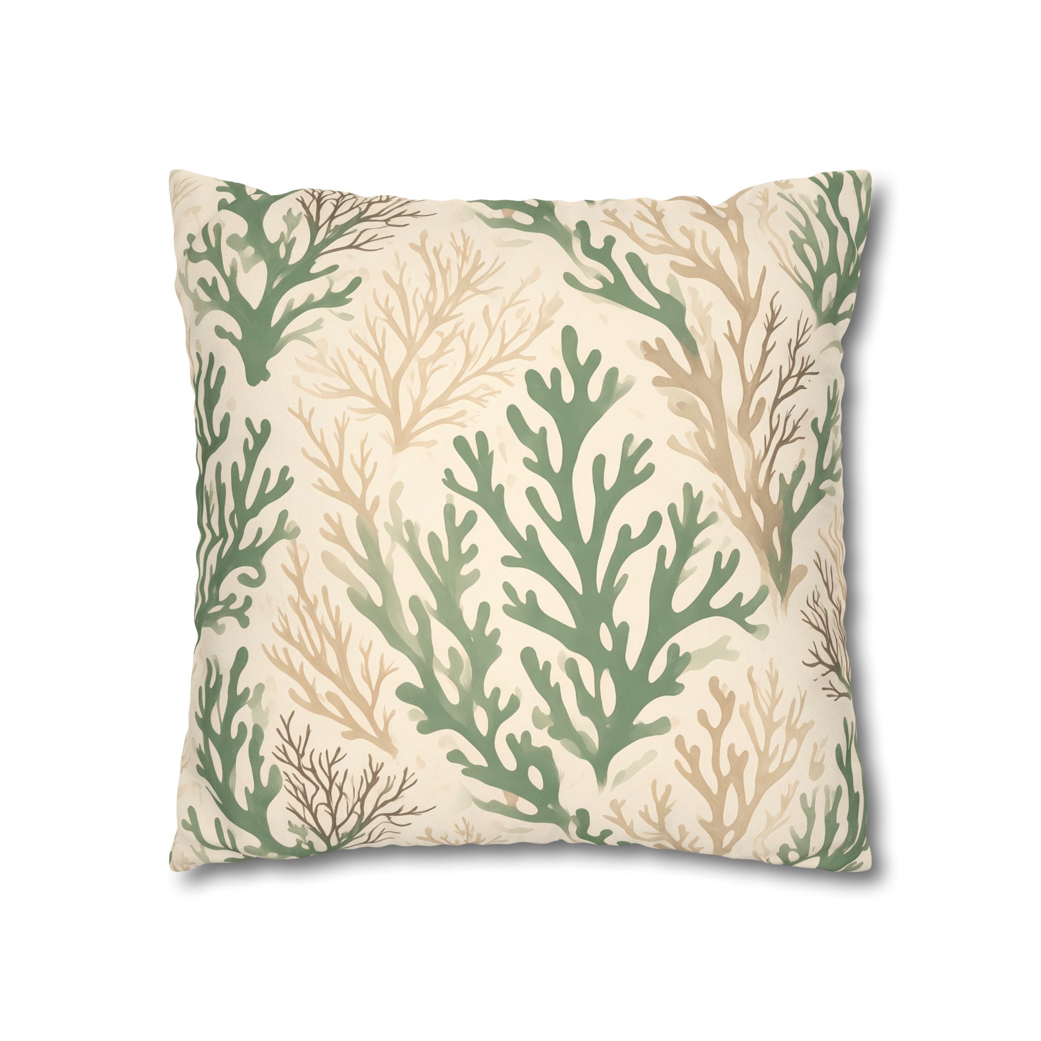 Sage Coral Silhouette Cushion Cover