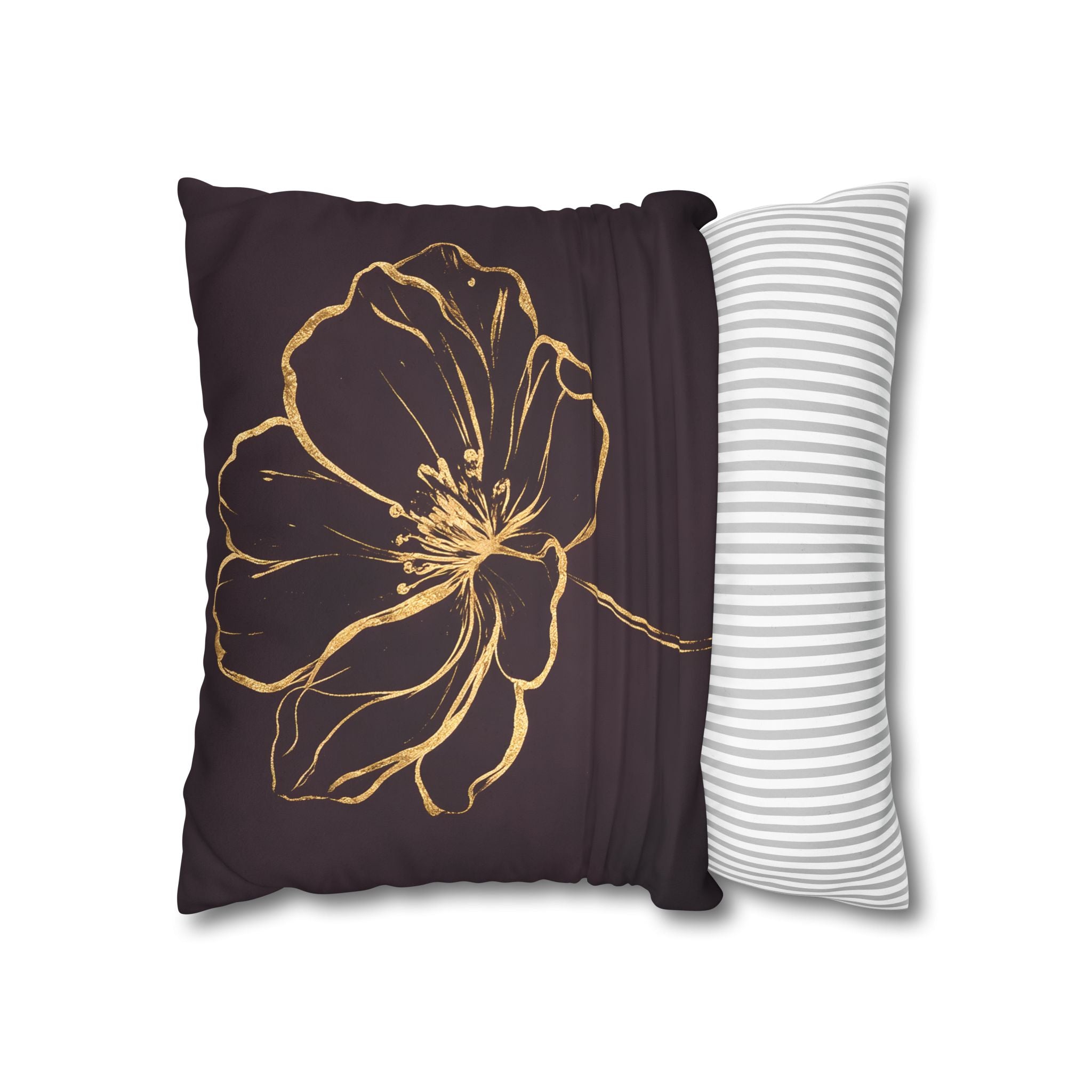 Plum Purple Gold Floral Cushion Cover