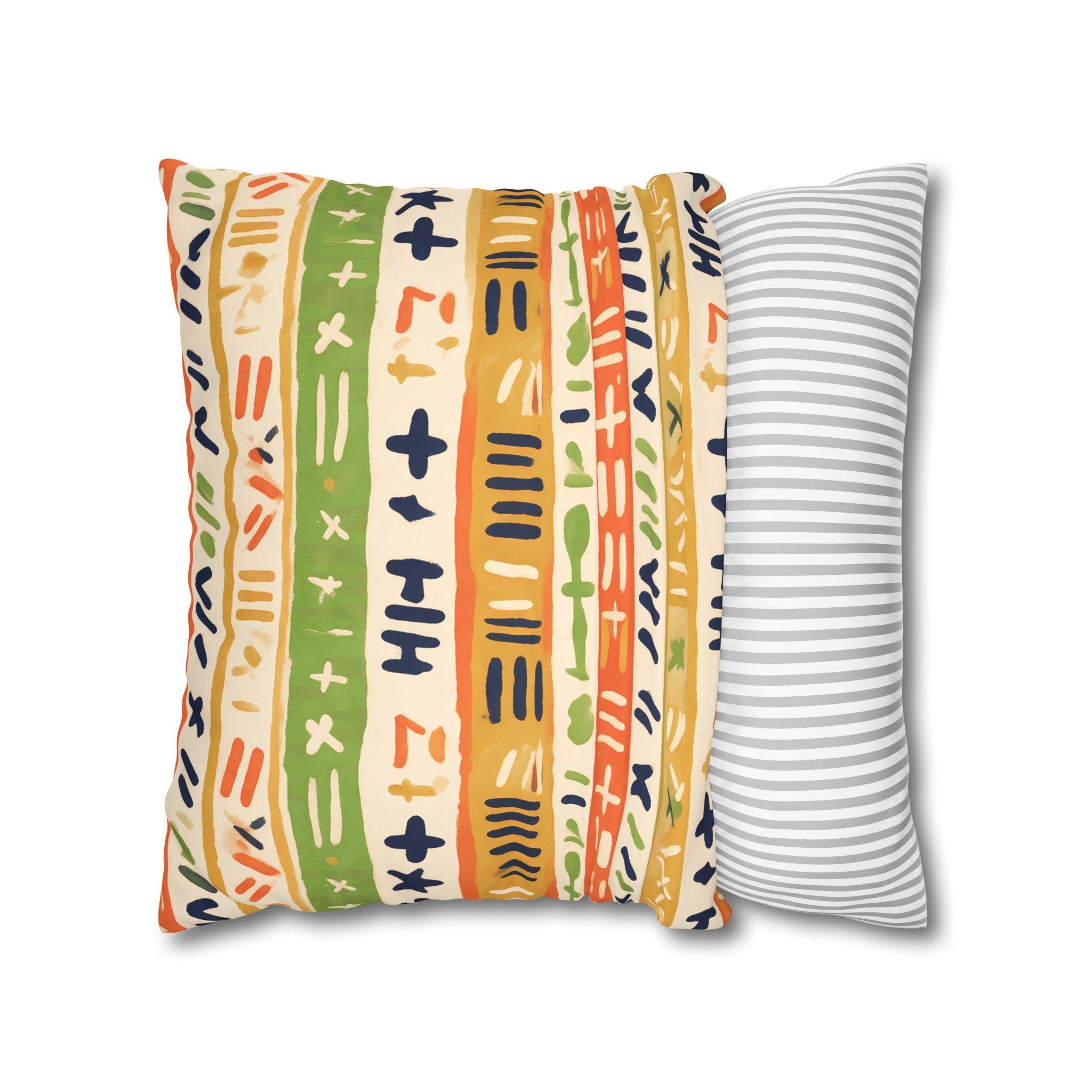 Persimmon & Wasabi Banded Cushion Cover