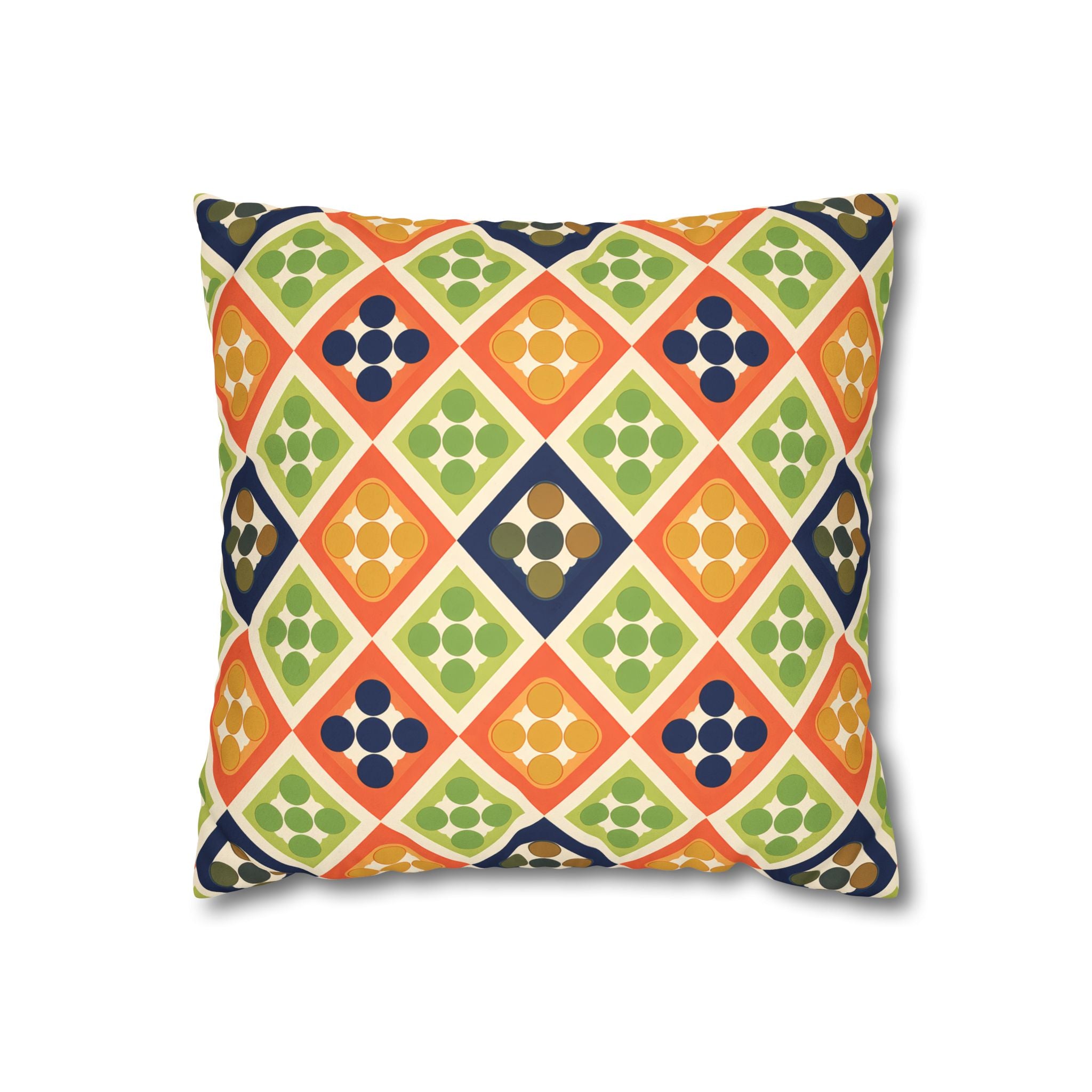 Persimmon and Indigo Geometric Pillow Cover