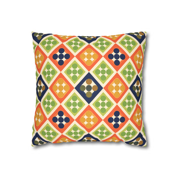 Persimmon and Indigo Geometric Pillow Cover