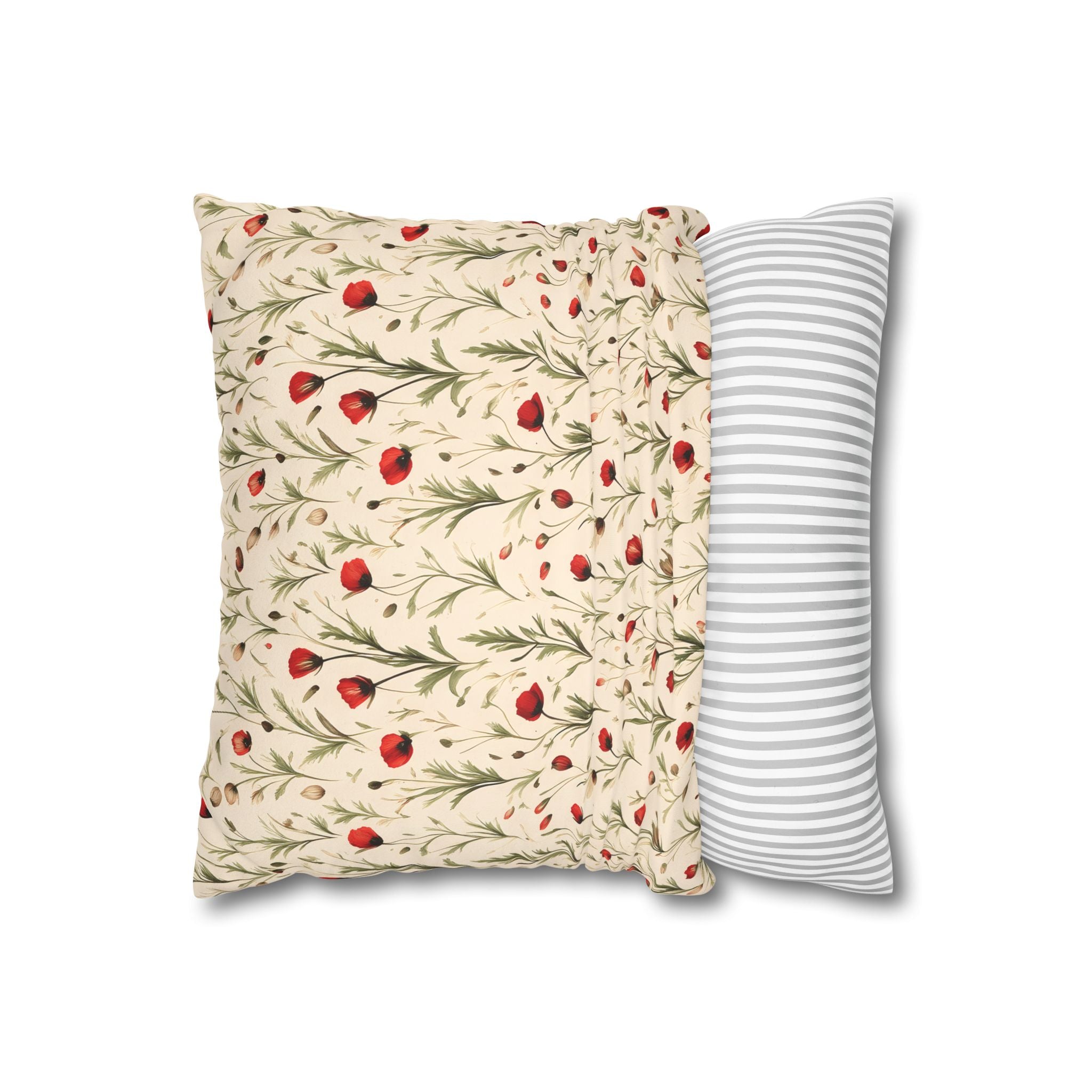 Red Poppy Flower Cushion Cover
