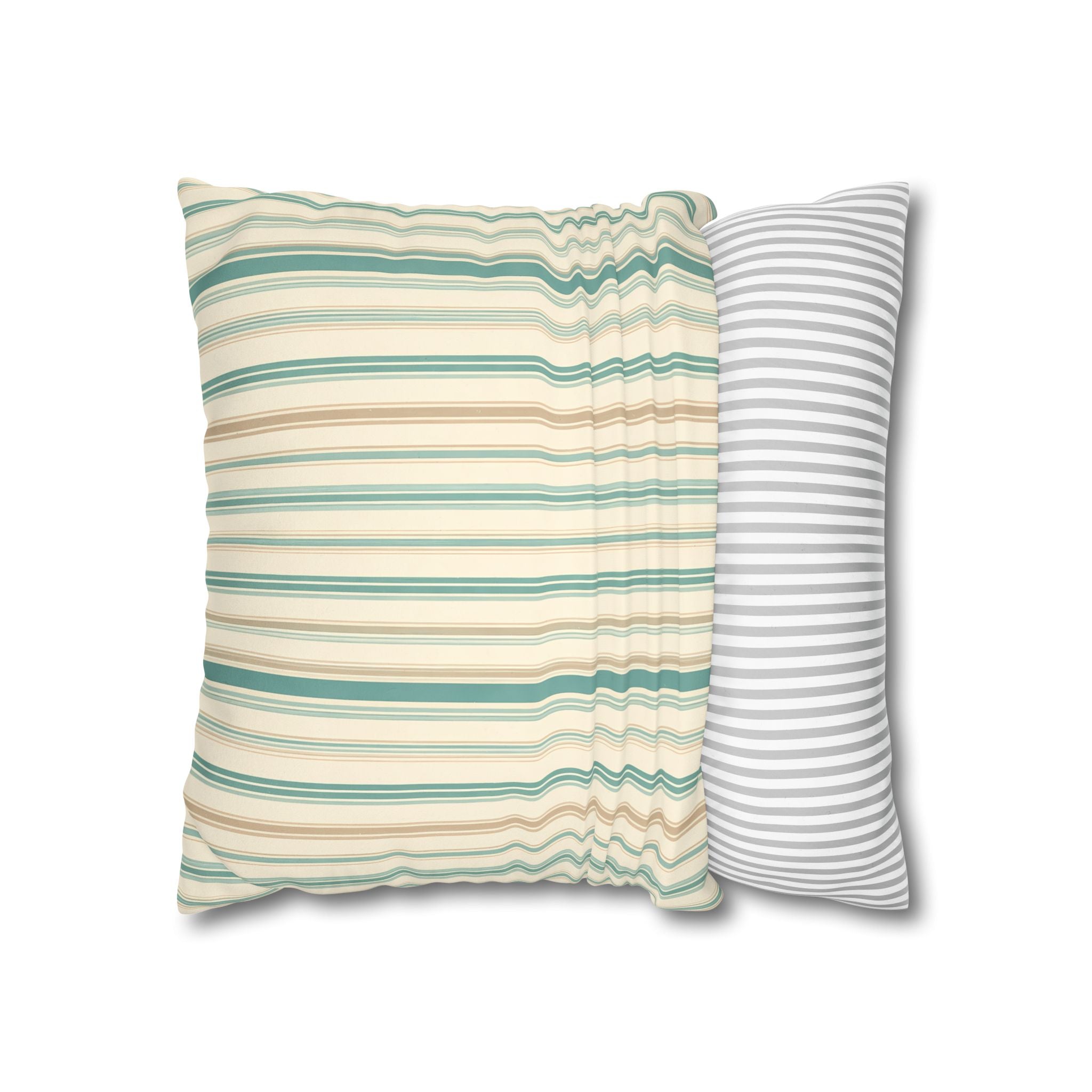 Sea Mist Blue Ticking Stripe Cushion