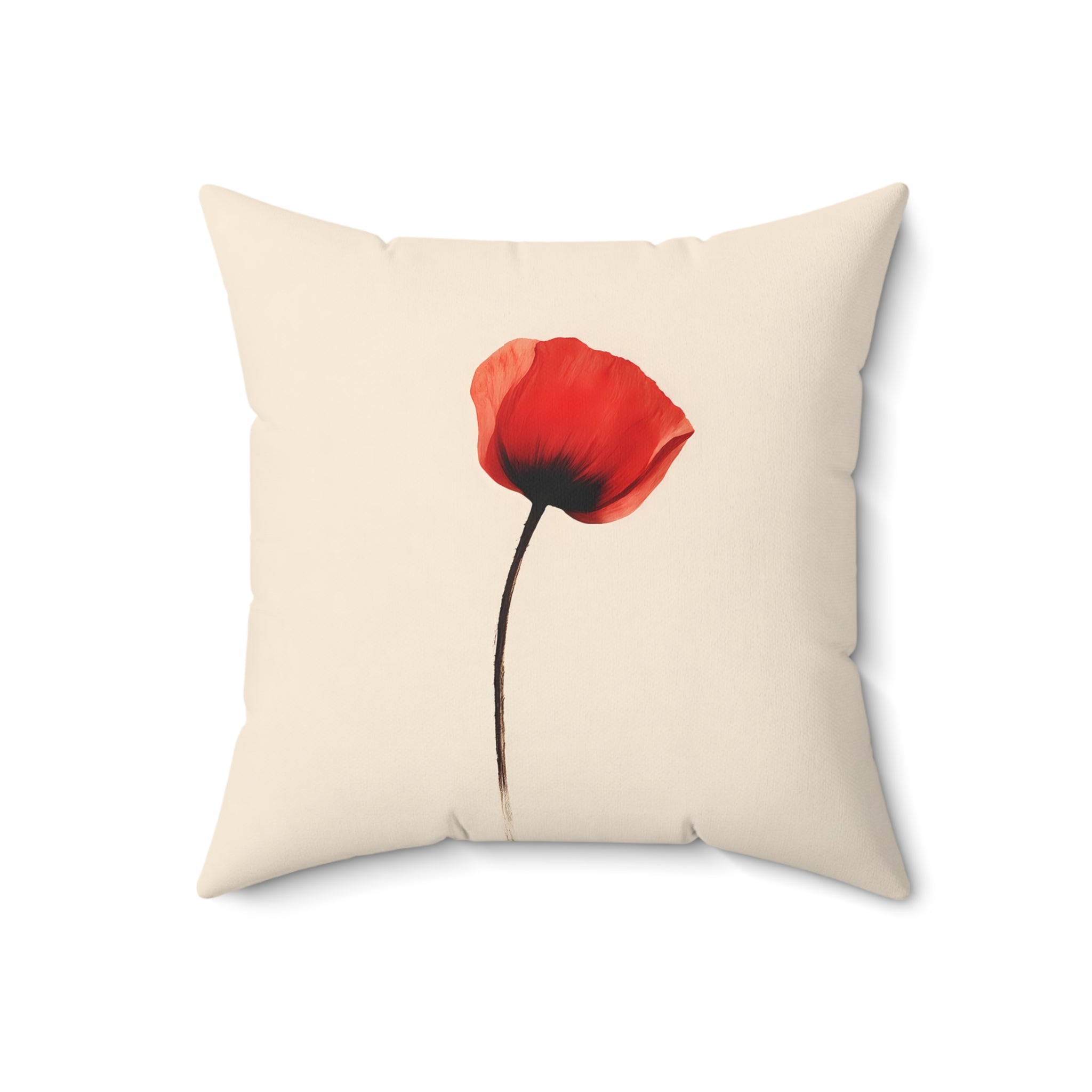 Red Poppy Flower Throw Pillow