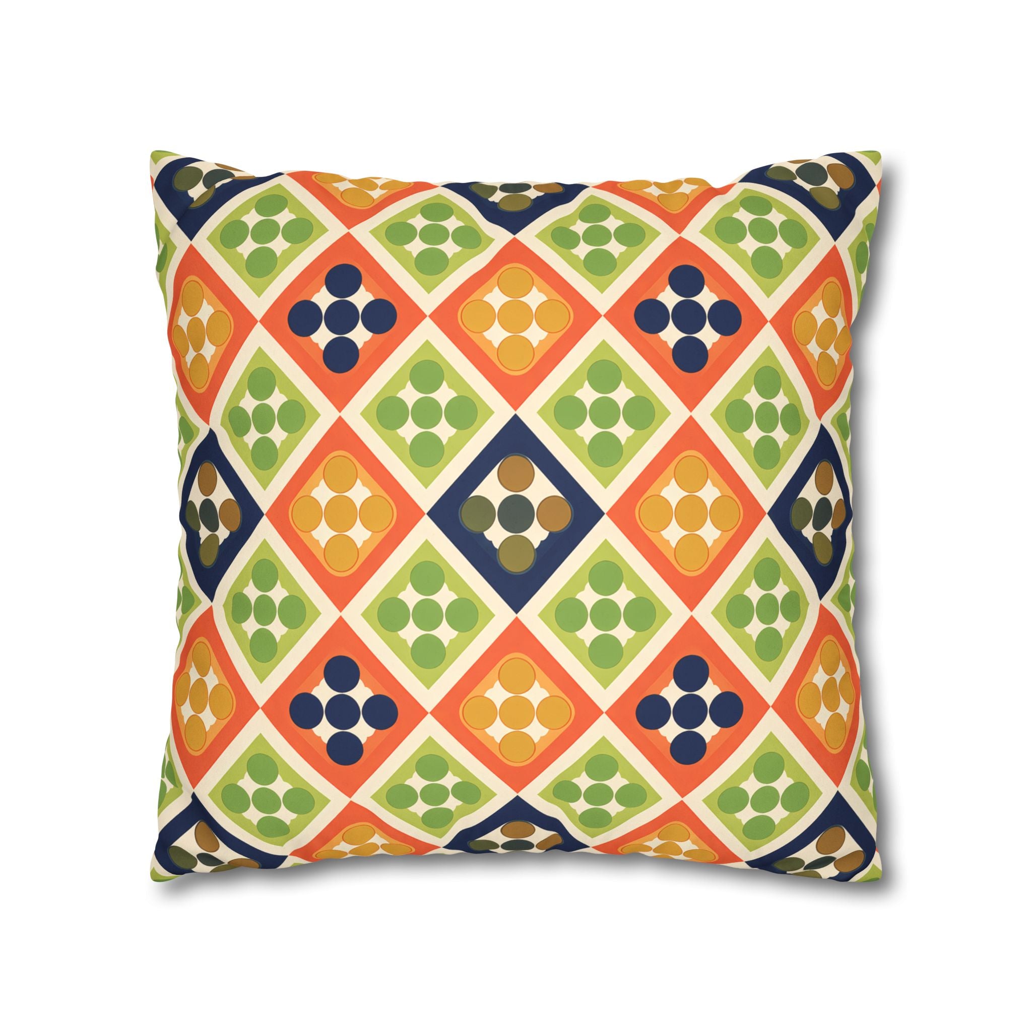 Persimmon and Indigo Geometric Pillow Cover