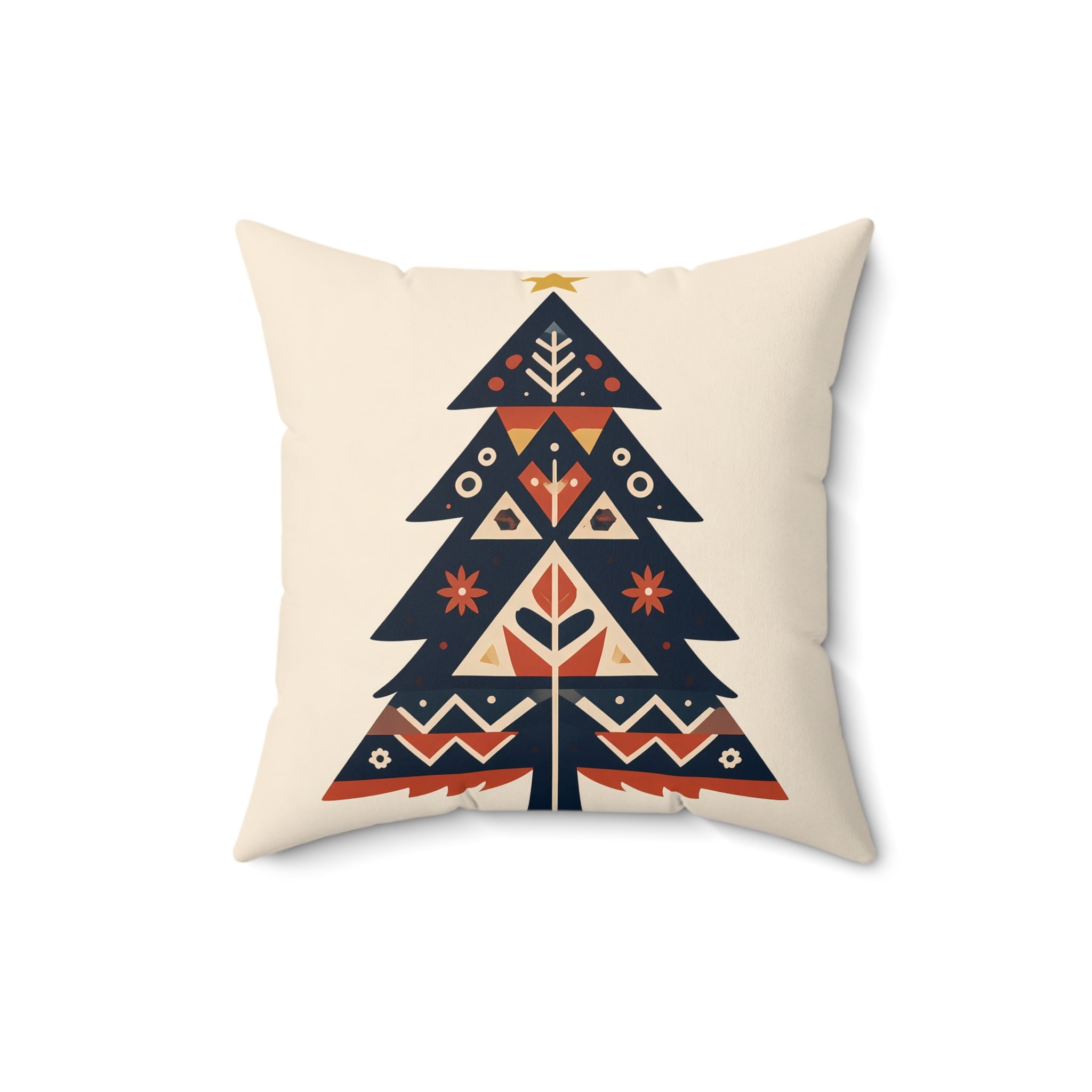 Indigo Folk Tree Pillow with Insert
