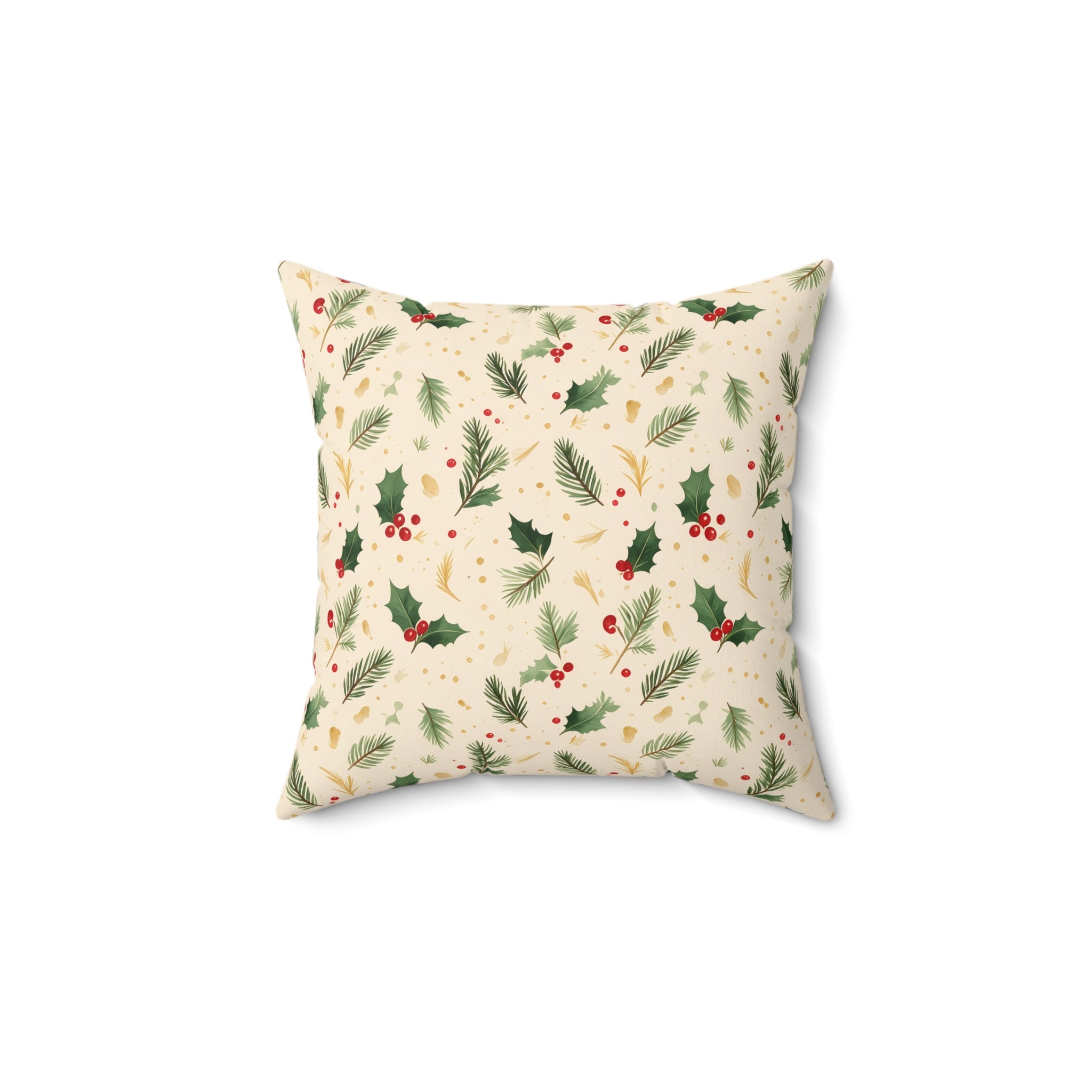 Holly and Pine Throw Pillow with Insert