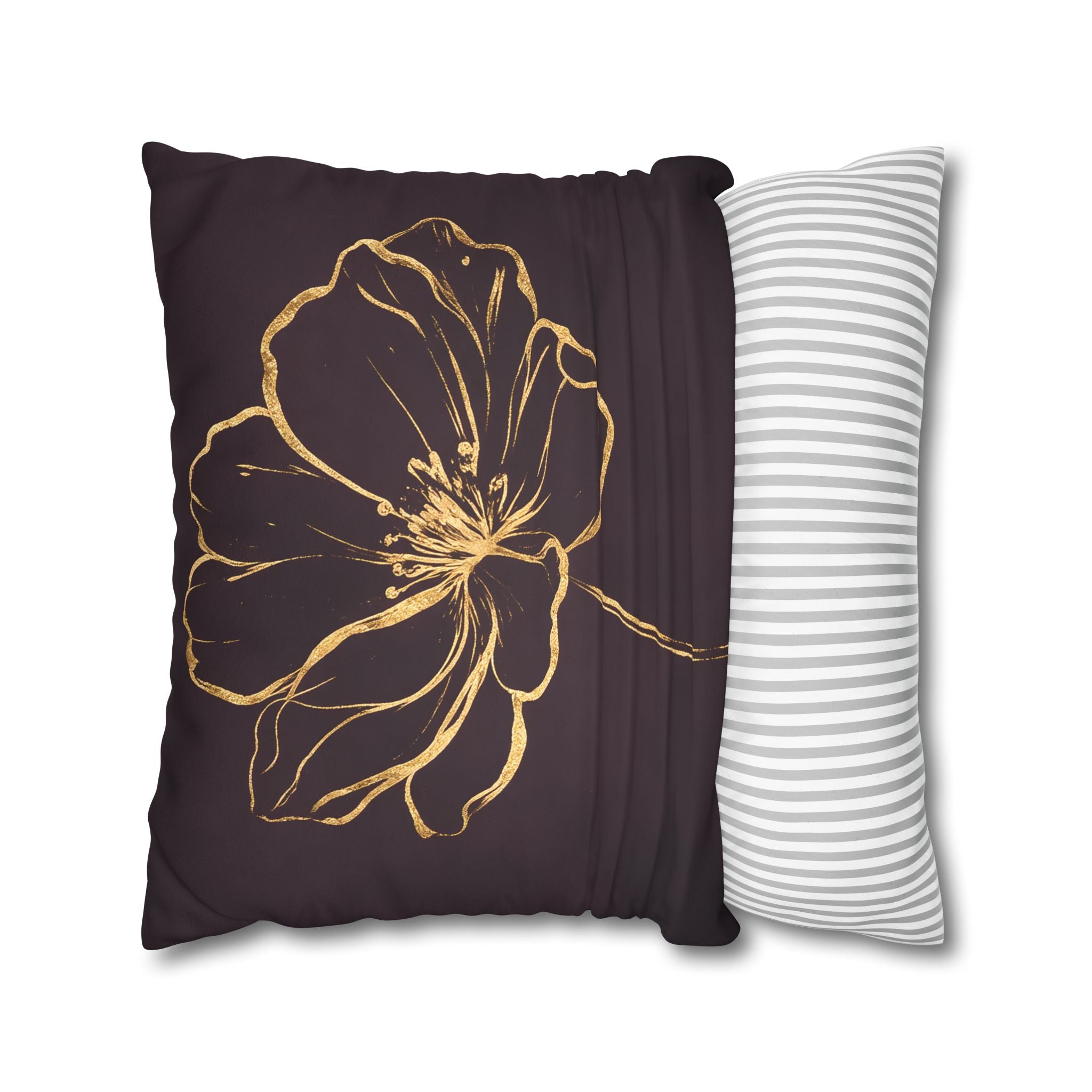 Plum Purple Gold Floral Cushion Cover