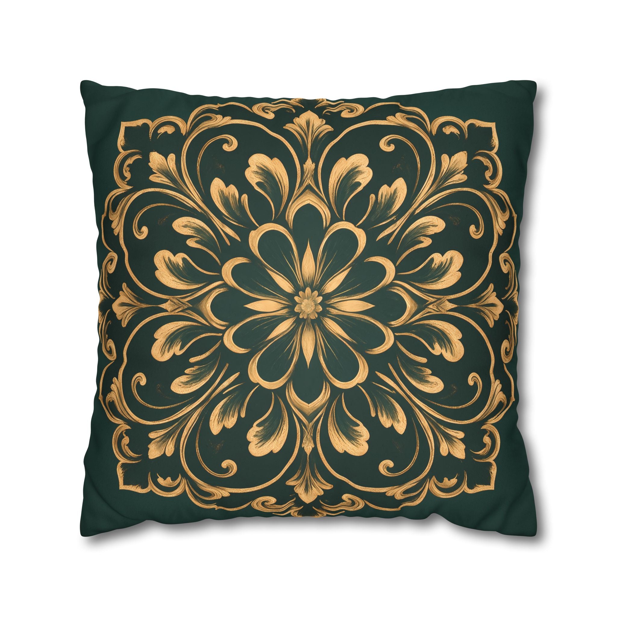 Emerald Gold Radiating Medallion Cushion Cover