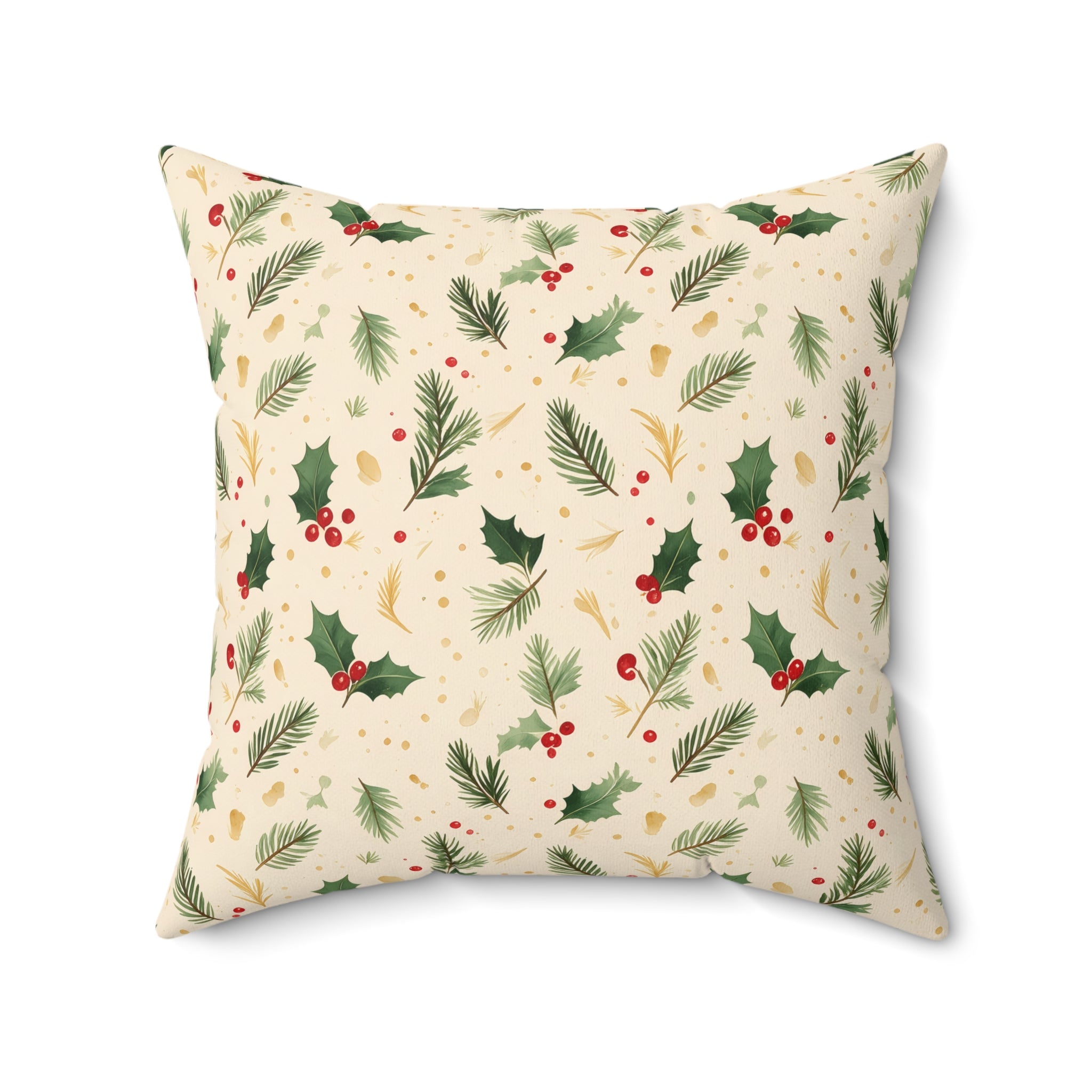 Holly and Pine Throw Pillow with Insert