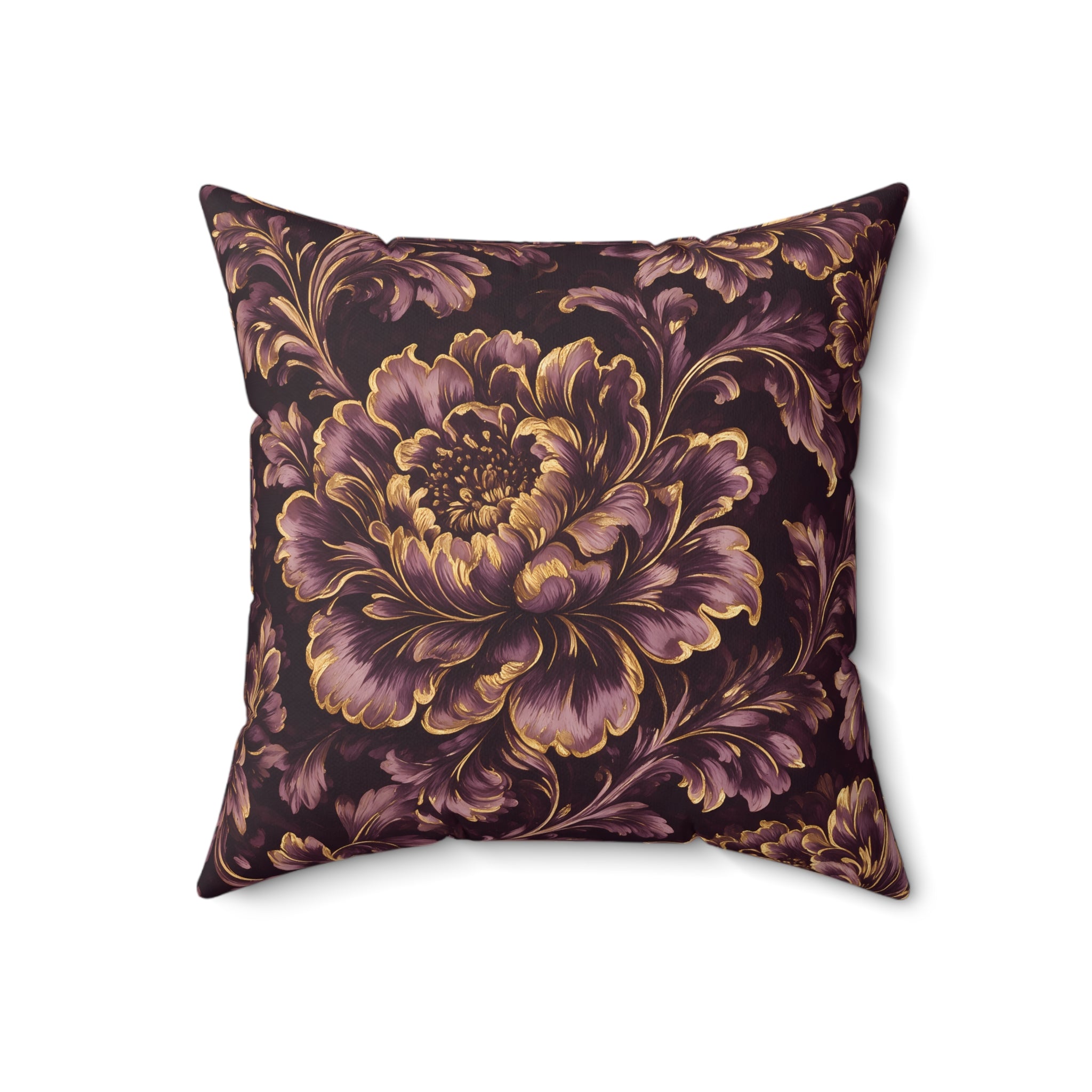 Deep Amethyst Floral Throw Pillow